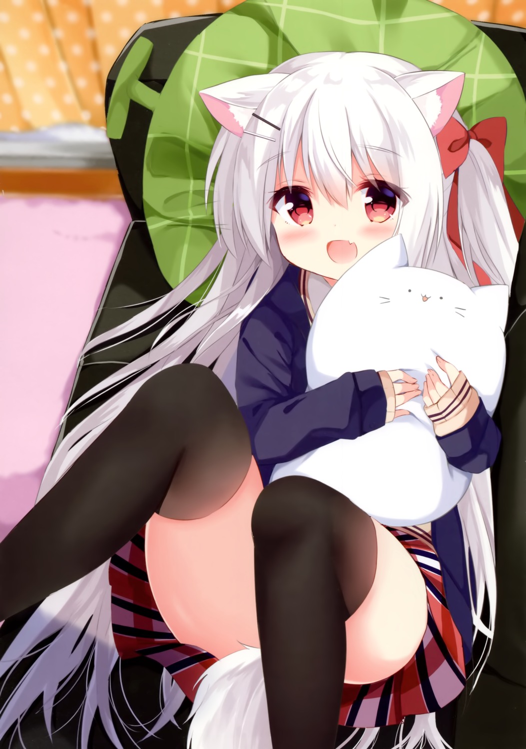 animal_ears, garlicgirls, koinu-chan, kujou_danbo, seifuku, skirt_lift, sweater, tail