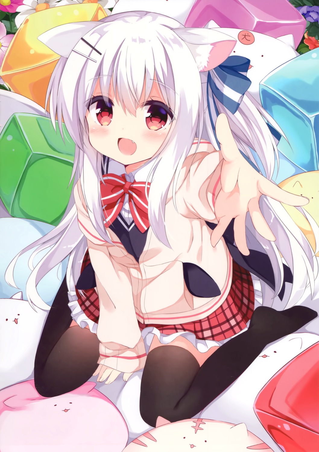 animal_ears, garlicgirls, koinu-chan, kujou_danbo, seifuku, sweater, thighhighs