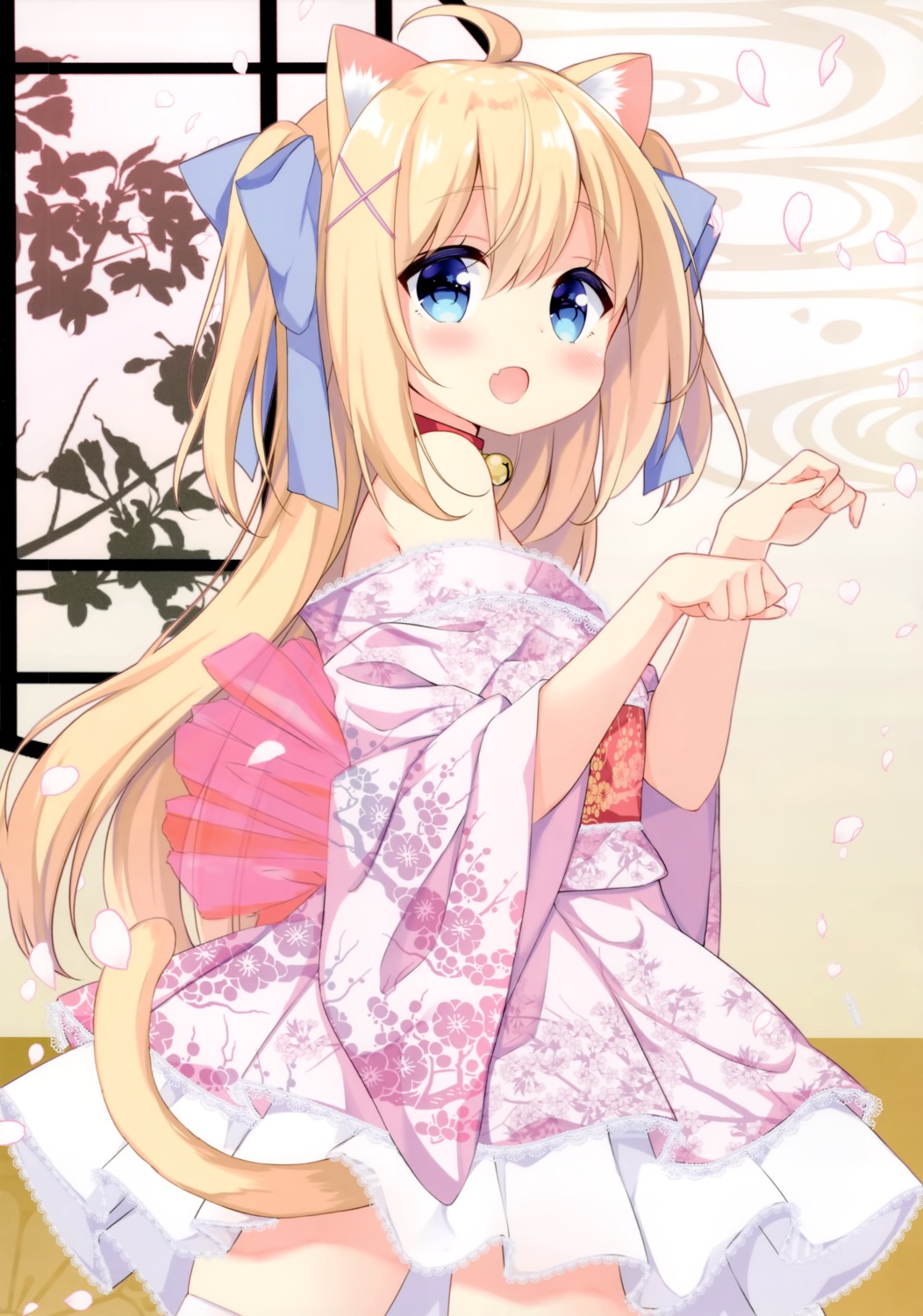 animal_ears, garlicgirls, japanese_clothes, mimura_zaja, nekomimi, tail