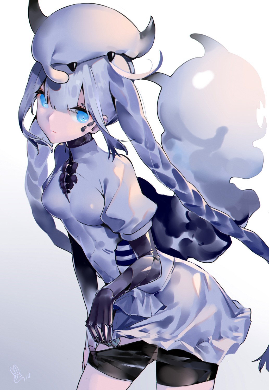 abyssal_nimbus_hime, armor, bike_shorts, kantai_collection, skirt_lift, yamano_(yamanoh)