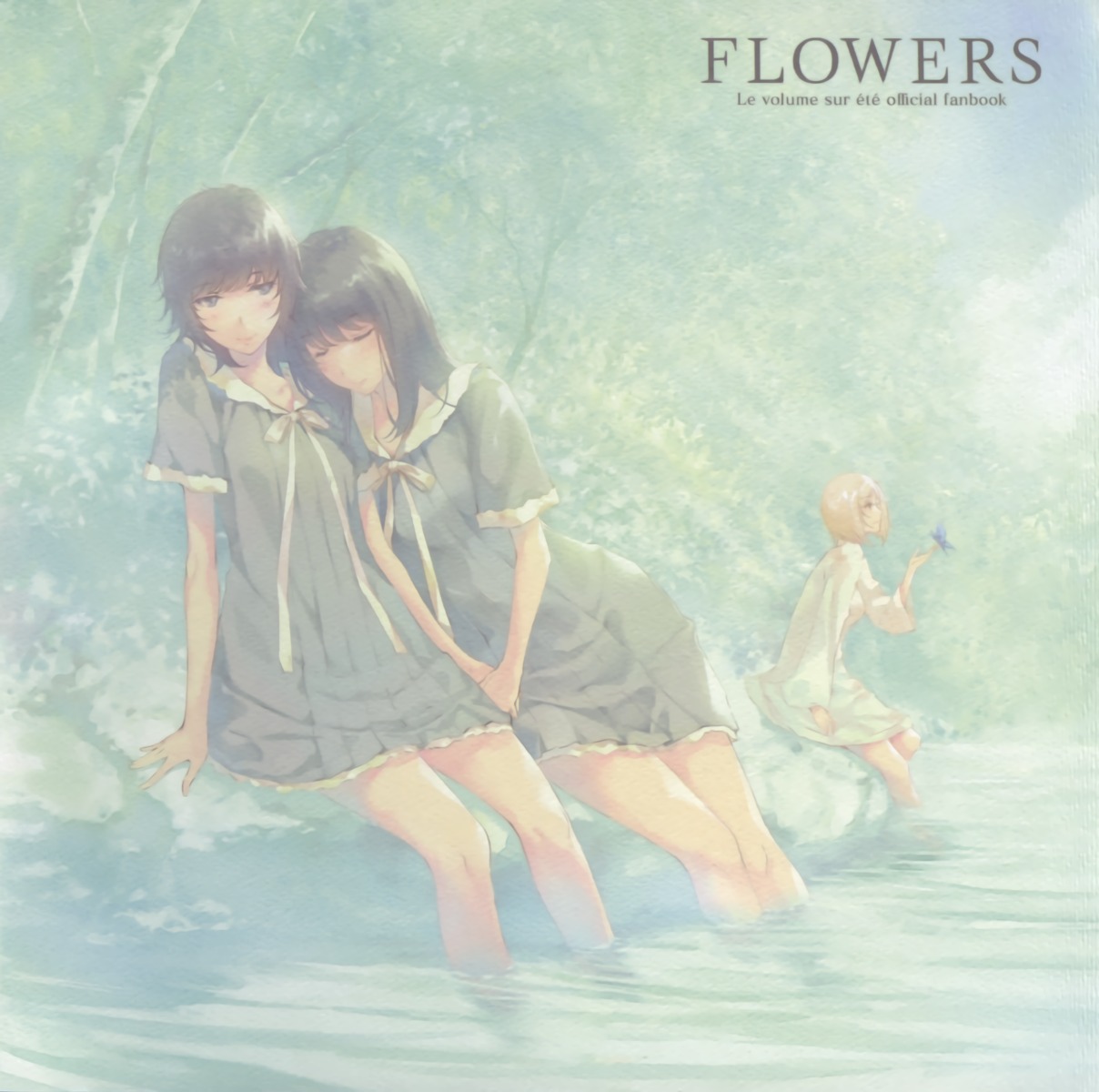 dalia_basquiat, flowers, seifuku, sugina_miki, takasaki_chidori, wet, yaegaki_erika, yuri