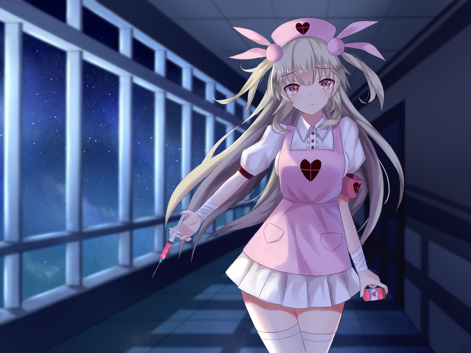 bandages, indie_virtual_youtuber, natori_sana, nurse, the_des_alizes, thighhighs