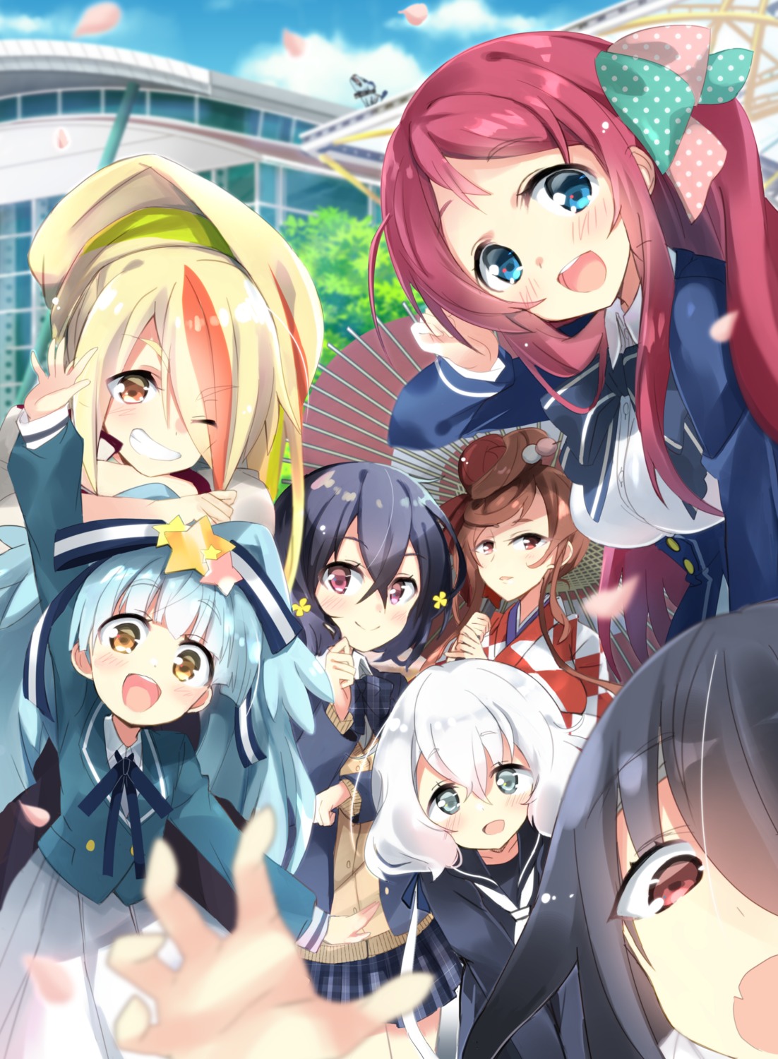hizuki_yayoi, hoshikawa_lily, japanese_clothes, konno_junko, minamoto_sakura, mizuno_ai, nikaido_saki, seifuku
