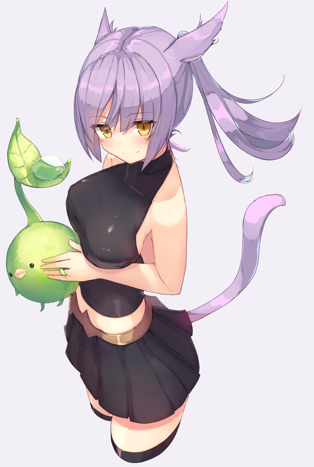 animal_ears, breast_hold, final_fantasy, final_fantasy_xiv, miqo'te, tail, thighhighs, tota_(sizukurubiks)