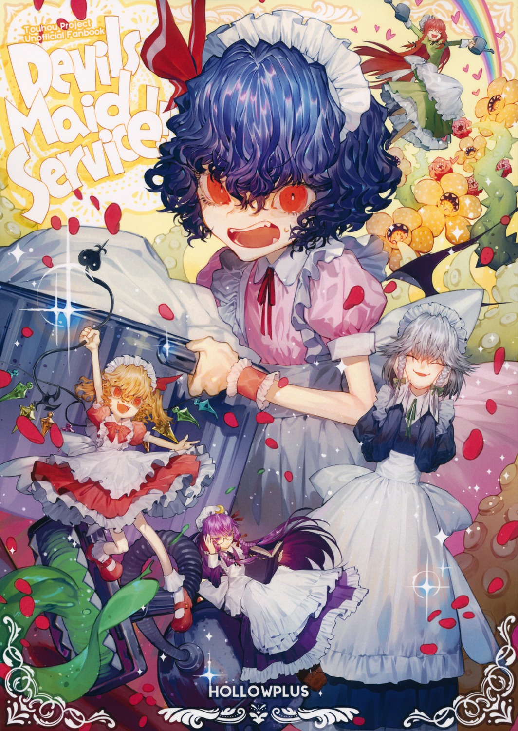 flandre_scarlet, heels, izayoi_sakuya, kazetto, maid, megane, patchouli_knowledge, remilia_scarlet