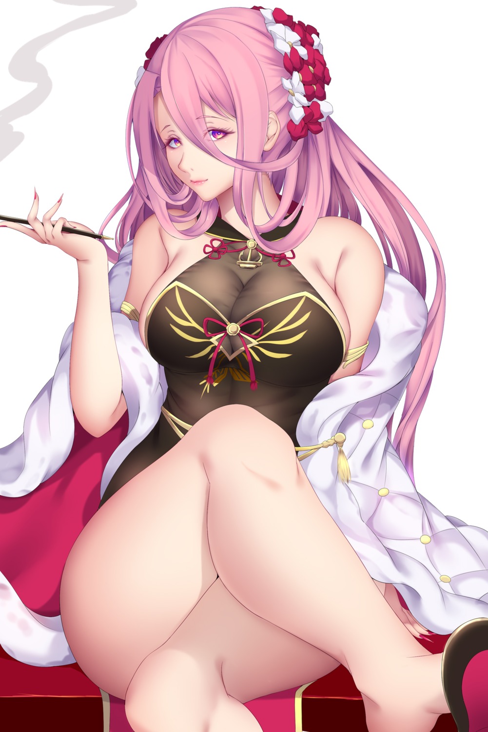 azur_lane, chinadress, lexington_(azur_lane), shiro_usagi, smoking