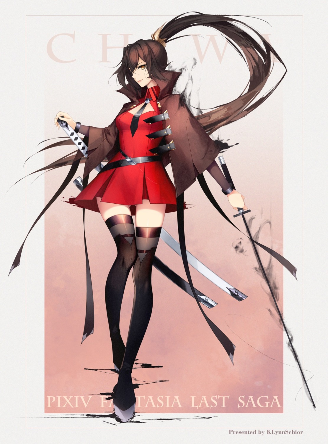 dress, pixiv_fantasia, pixiv_fantasia_last_saga, red-d, sword, thighhighs