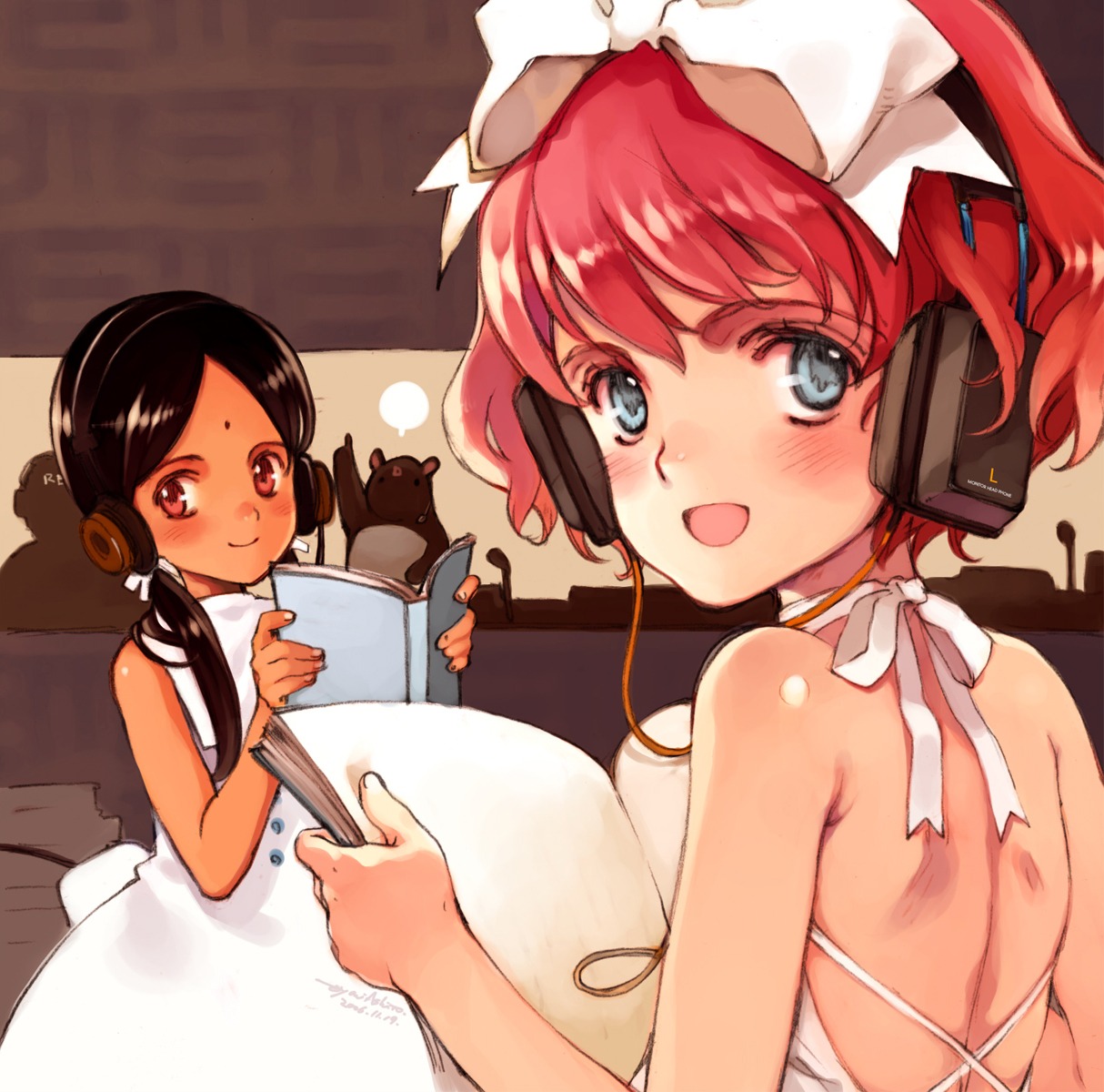 aria_vancleef, dress, headphones, kaya_xavier, littlewitch, oyari_ashito, shoujo_mahou_gaku_little_witch_romanesque