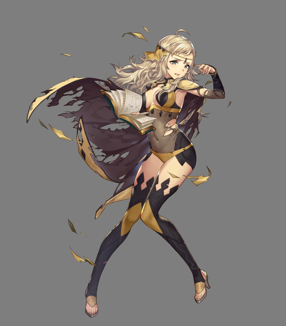 bikini_armor, cleavage, fire_emblem, fire_emblem_heroes, fire_emblem_if, heels, nintendo, ophelia_(fire_emblem), see_through, thighhighs, torn_clothes, transparent_png, umiu_geso