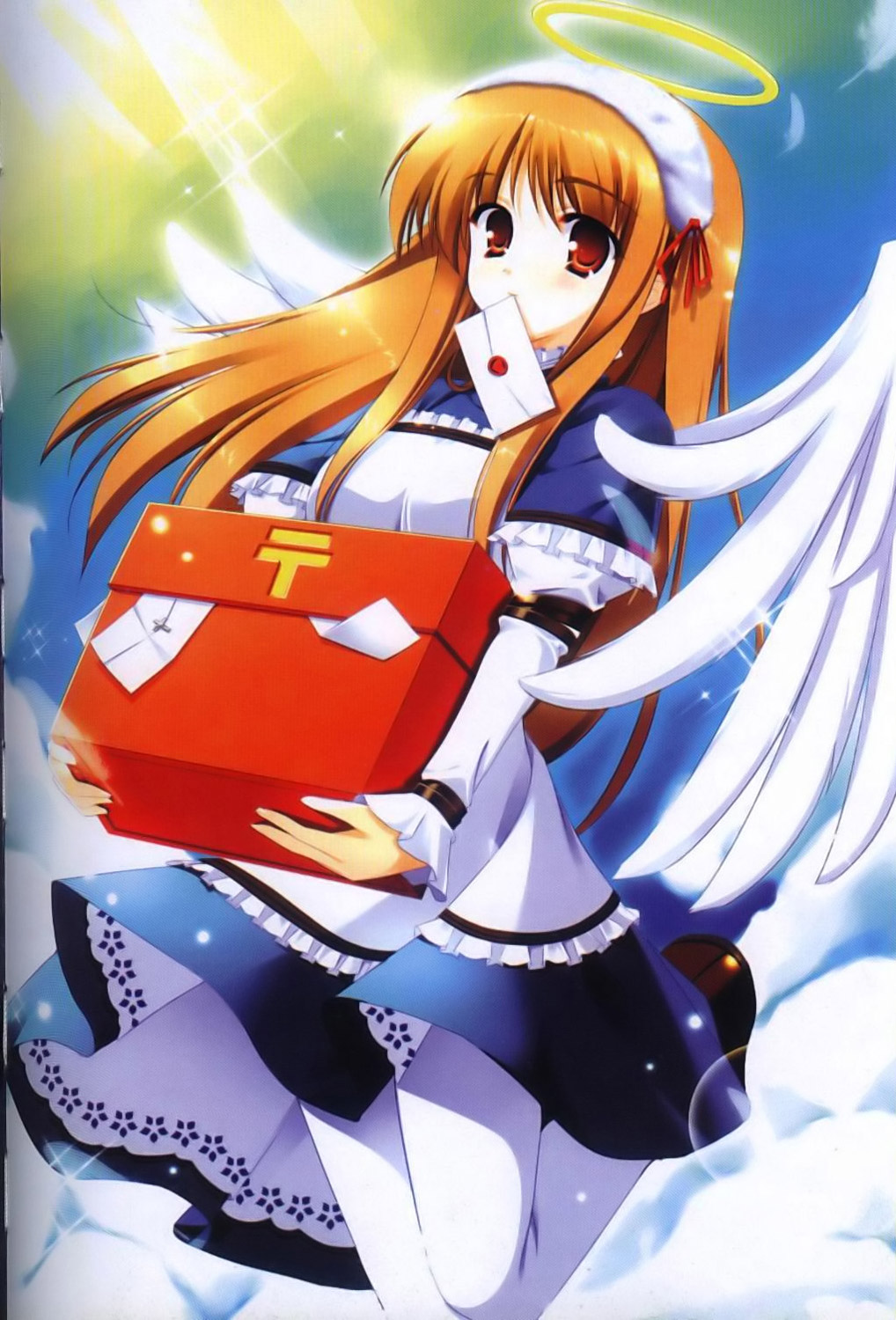 angel, dress, maid, natsuki_shuri, pantyhose, skirt_lift, wings