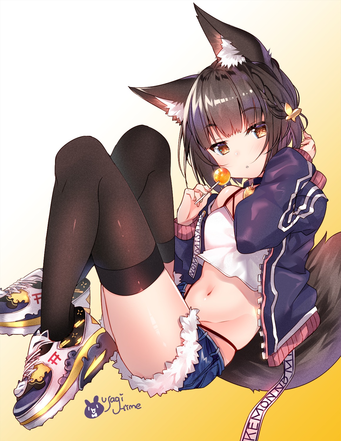animal_ears, pantsu, tail, thighhighs, thong, usagihime