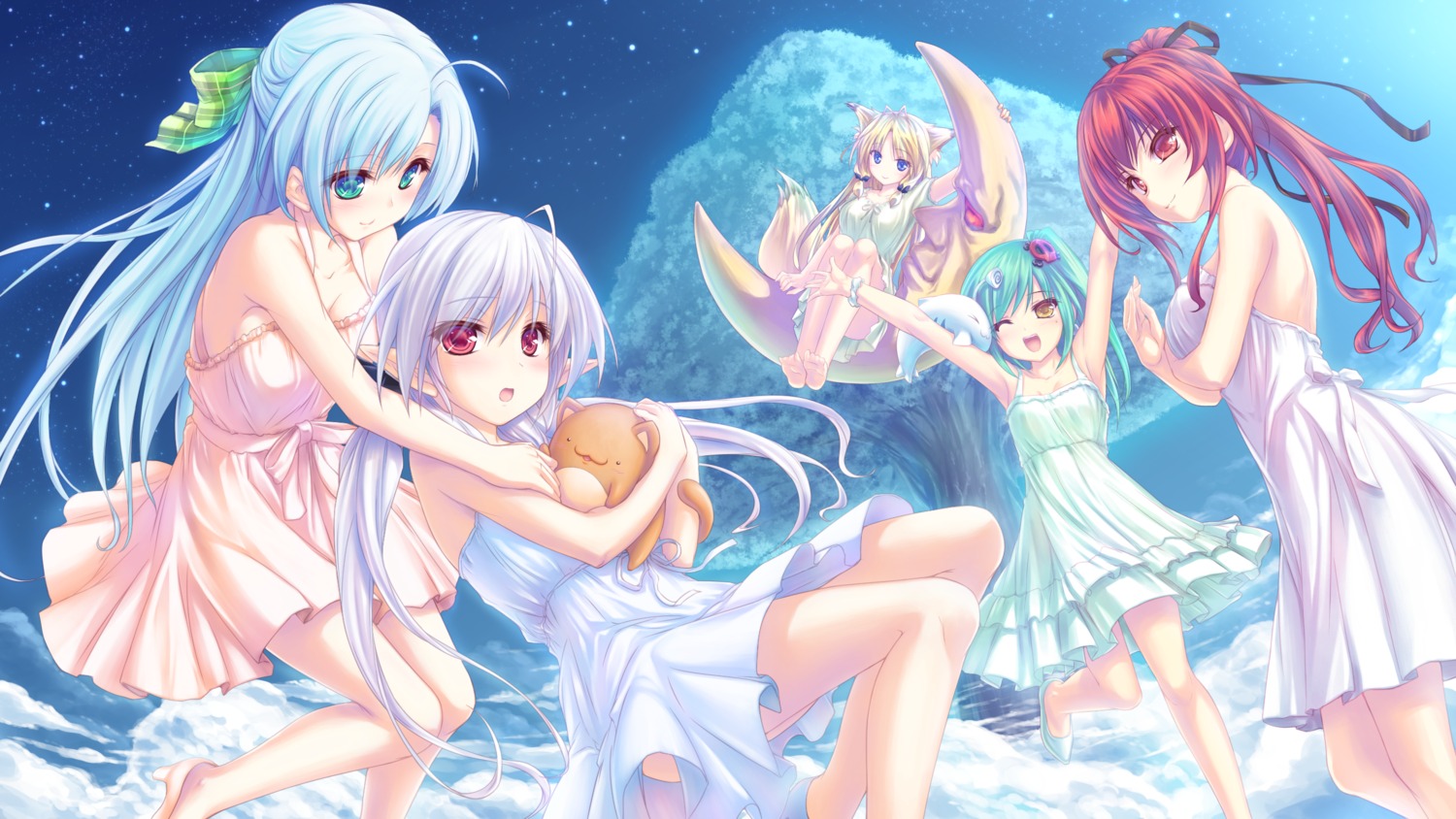 alicia_infans, animal_ears, breast_hold, cleavage, crossover, dress, enomoto_yoshika, heels
