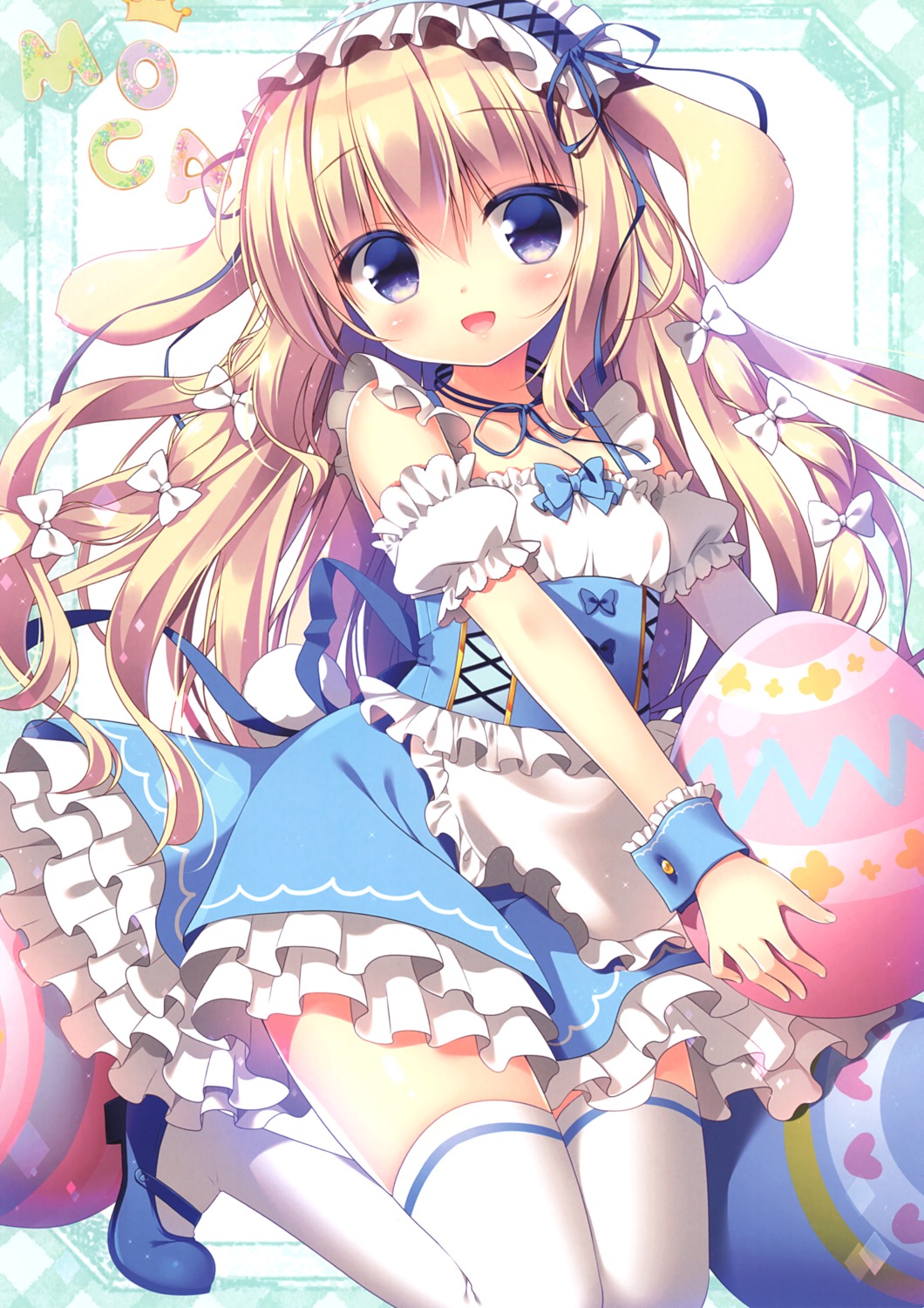 animal_ears, bunny_ears, dress, heels, moca_(sasai_saji), sasai_saji, tail, thighhighs, watakubi