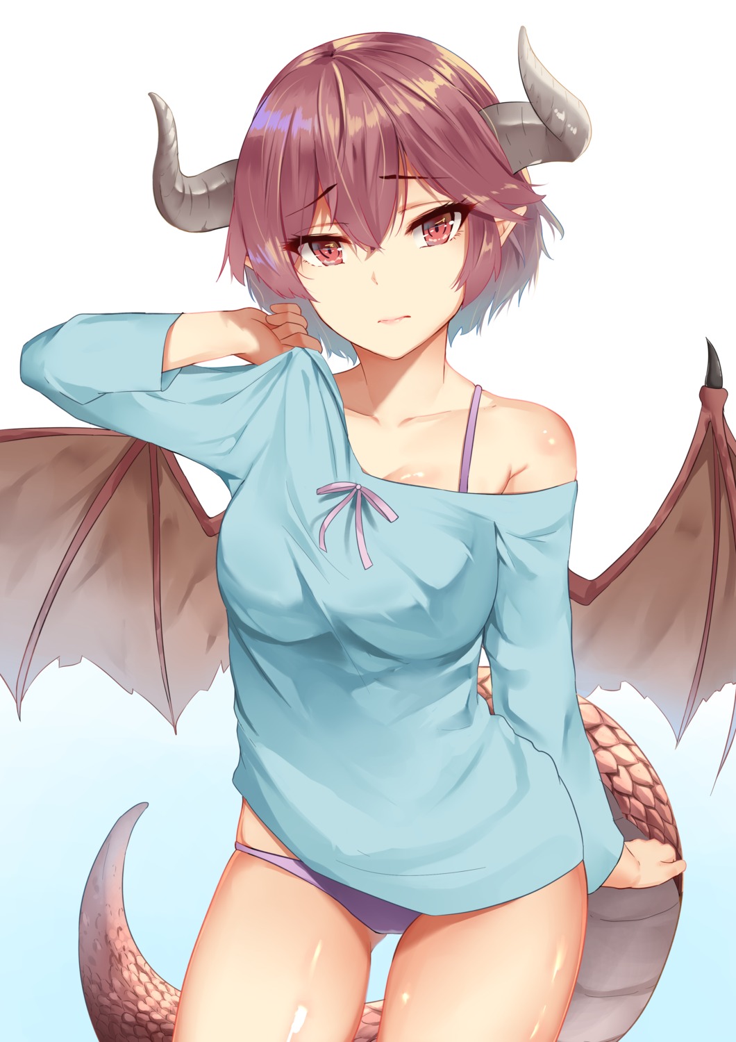 bra, grea, horns, manaria_friends, mengo, monster_girl, pantsu, pointy_ears