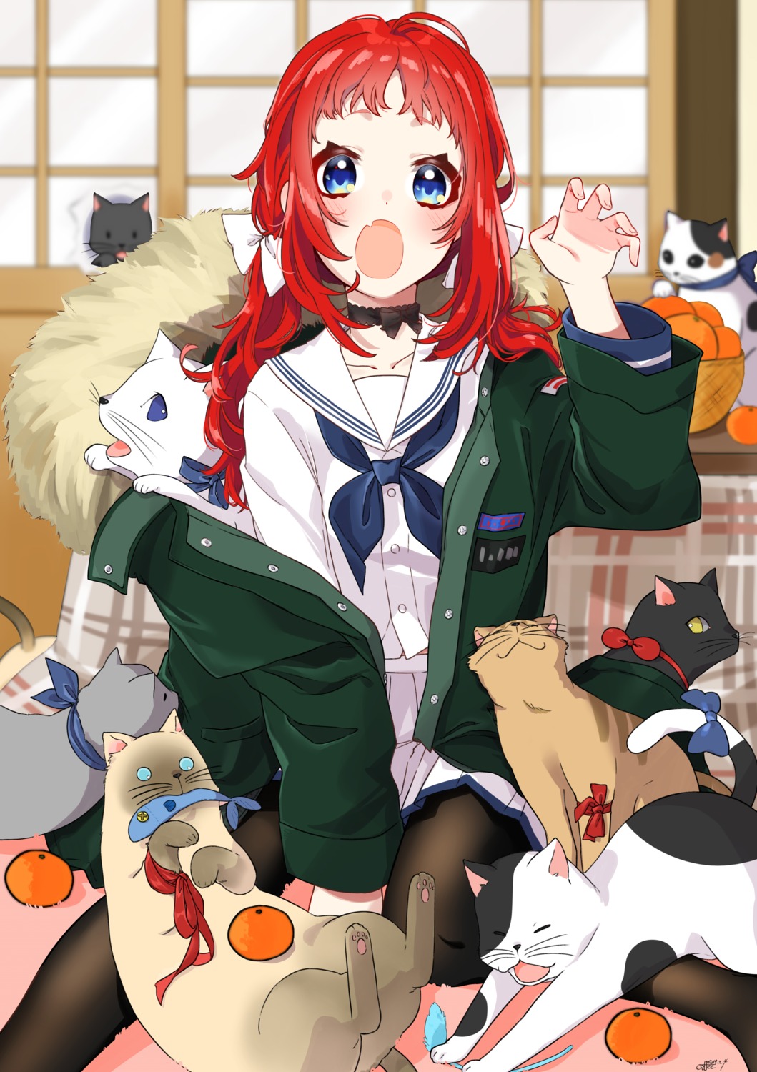 00coffee, neko, pantyhose, seifuku