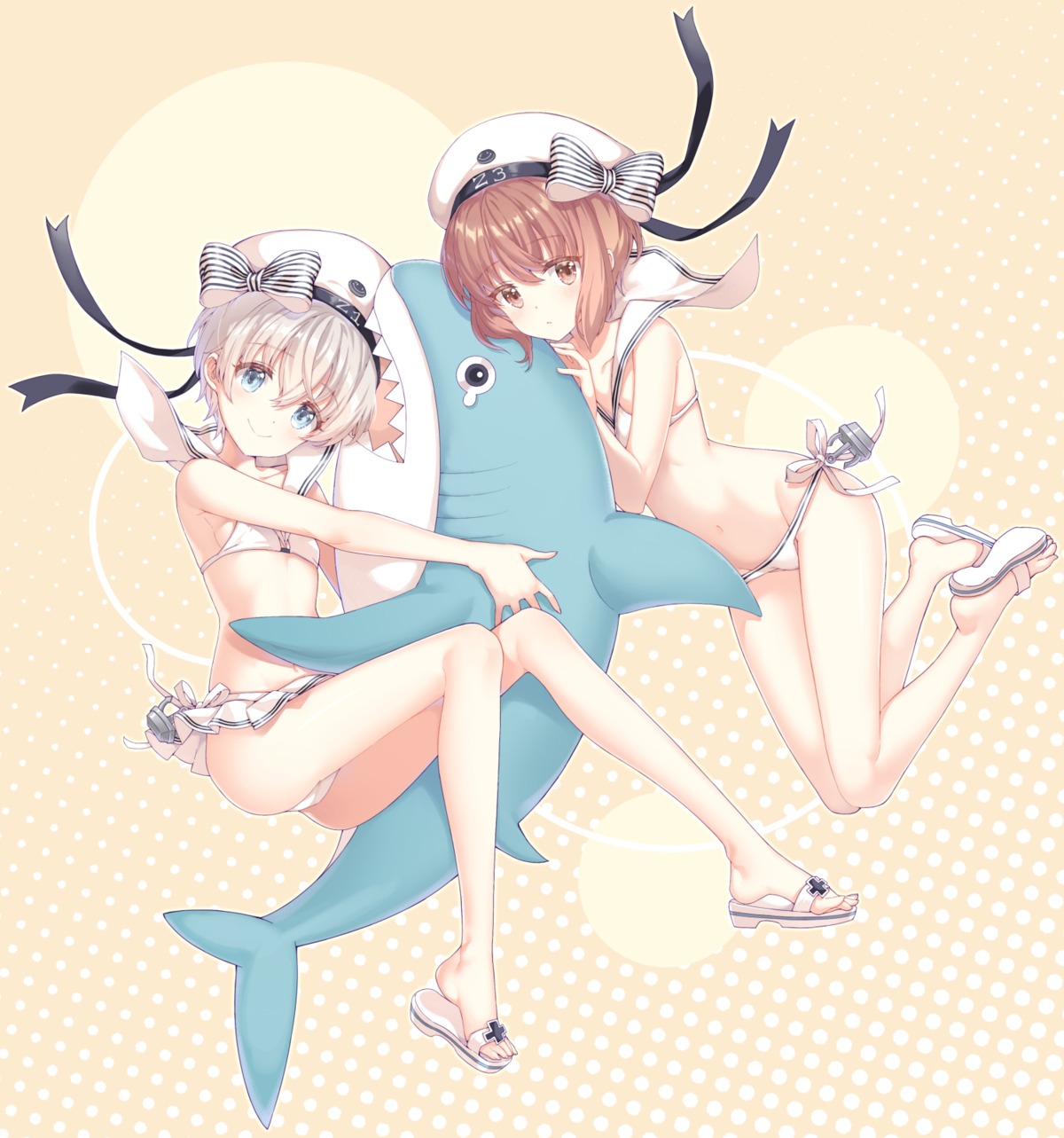 bikini, kantai_collection, shiosoda, skirt_lift, swimsuits, z1_leberecht_maass_(kancolle), z3_max_schultz_(kancolle)