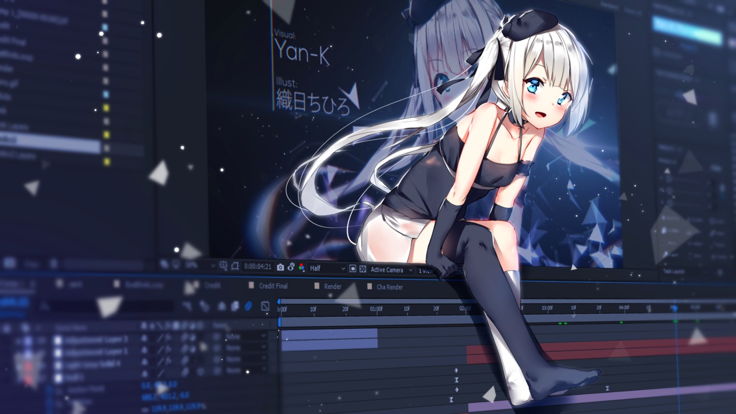 orihi_chihiro, thighhighs, wallpaper