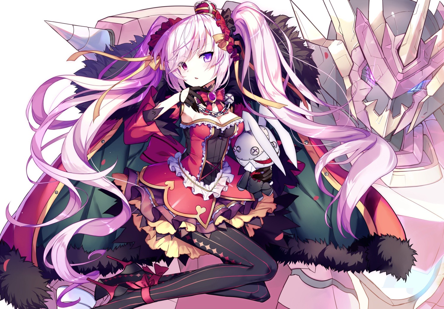 abusoru, cleavage, dress, heels, heterochromia, kidou_sentai_iron_saga, mecha, pantyhose