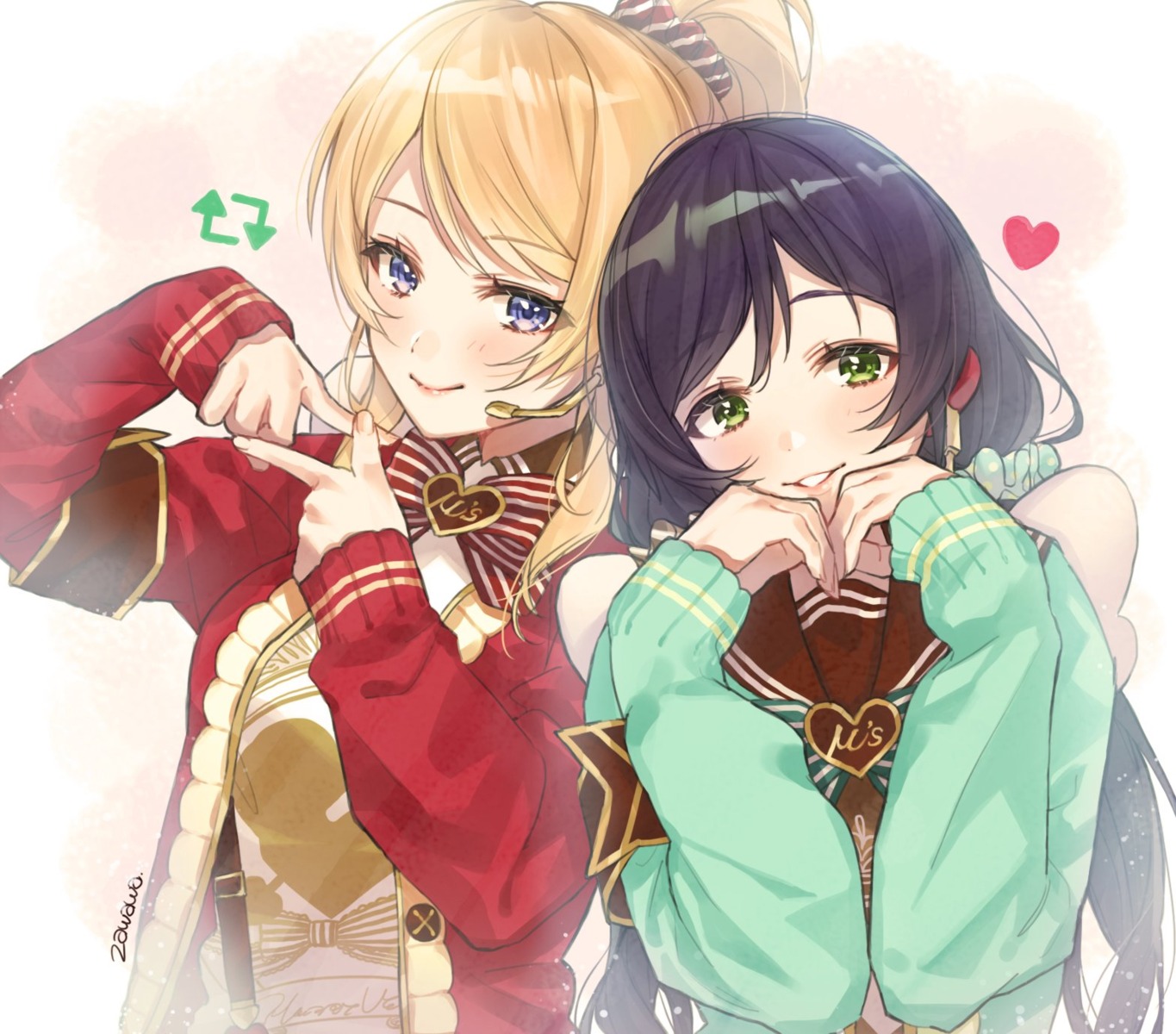 ayase_eli, breast_hold, love_live!, love_live!_(series), seifuku, sweater, toujou_nozomi, zawawa_(satoukibi1108)