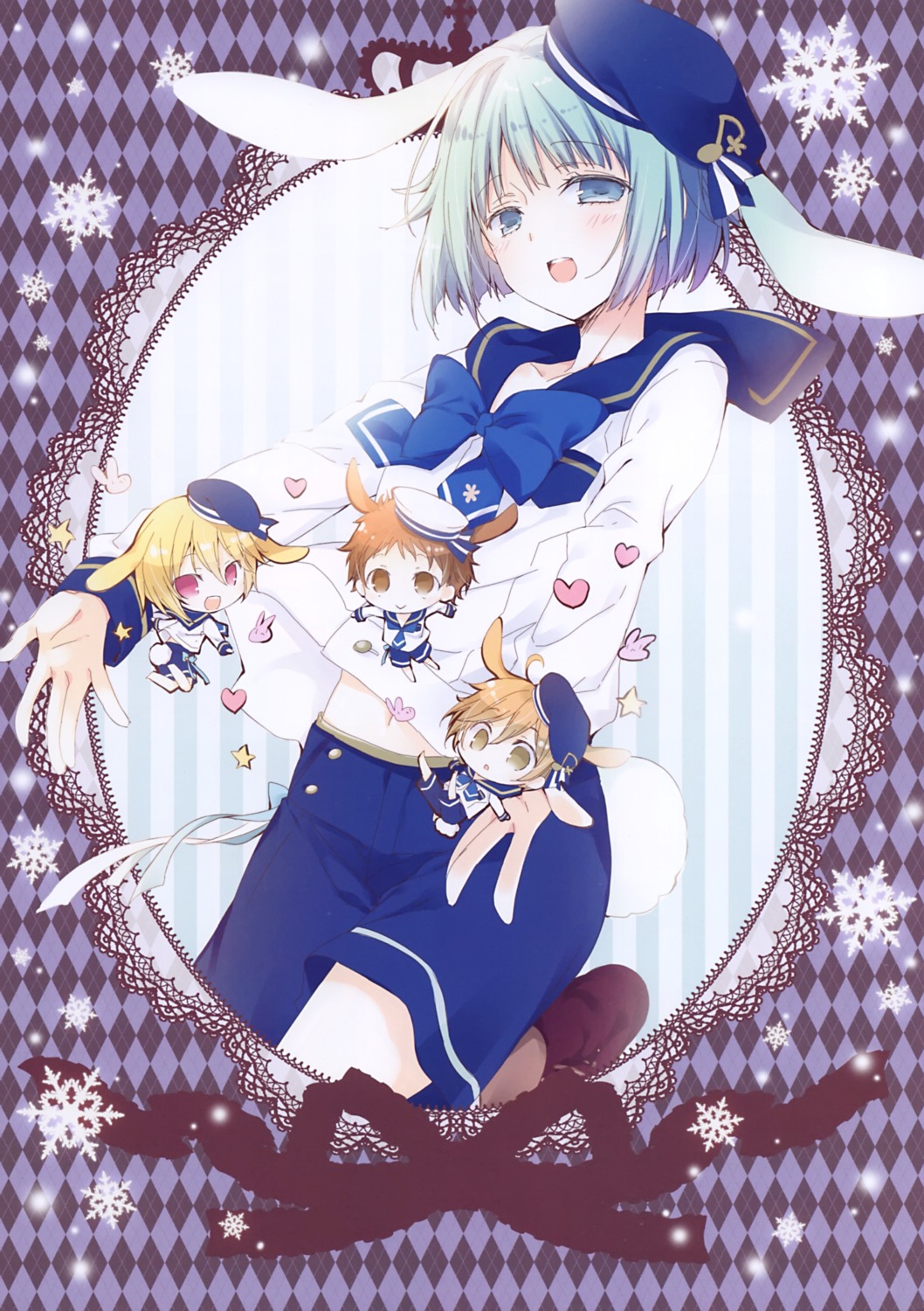 animal_ears, bunny_ears, chibi, ensemble_stars!, inugami_kira, male, mashiro_tomoya, necotoxin