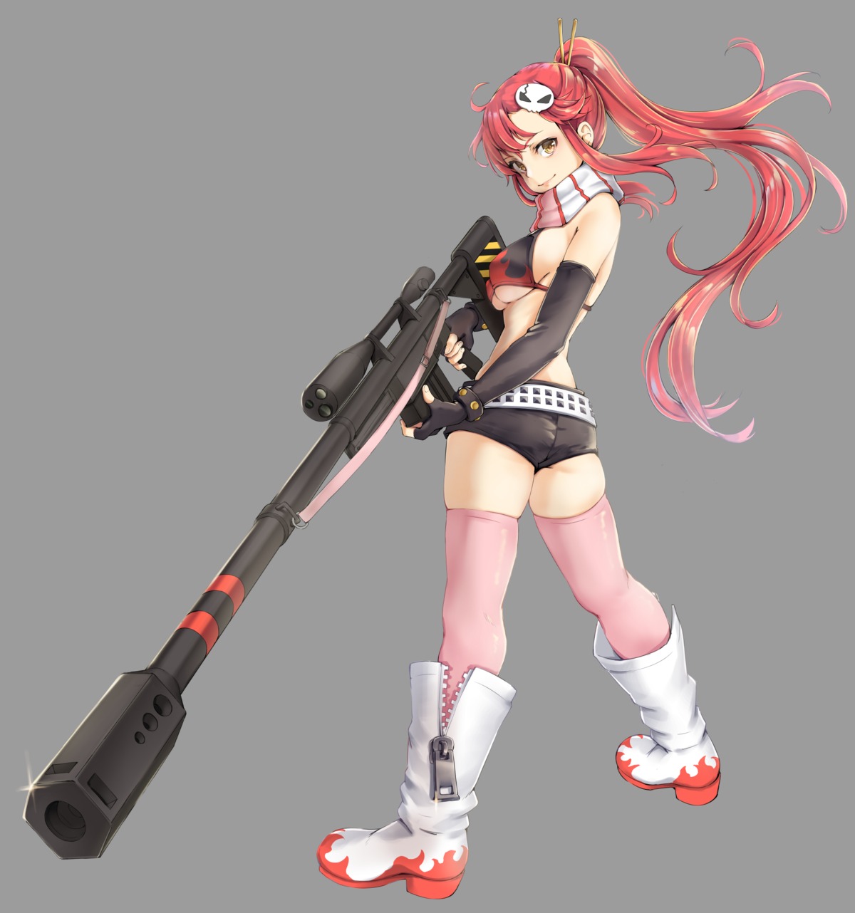 ass, bikini_top, funyariko, gun, heels, swimsuits, tengen_toppa_gurren_lagann, thighhighs