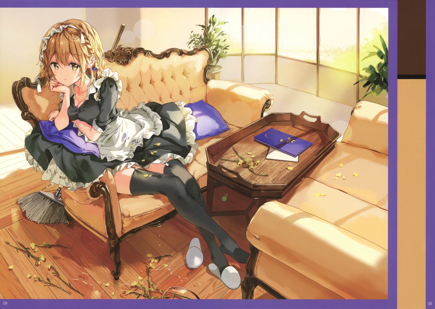 atelier_tiv_artworks, breast_hold, cleavage, fixed, koiwai_yoshino, maid, masamune-kun_no_revenge, skirt_lift