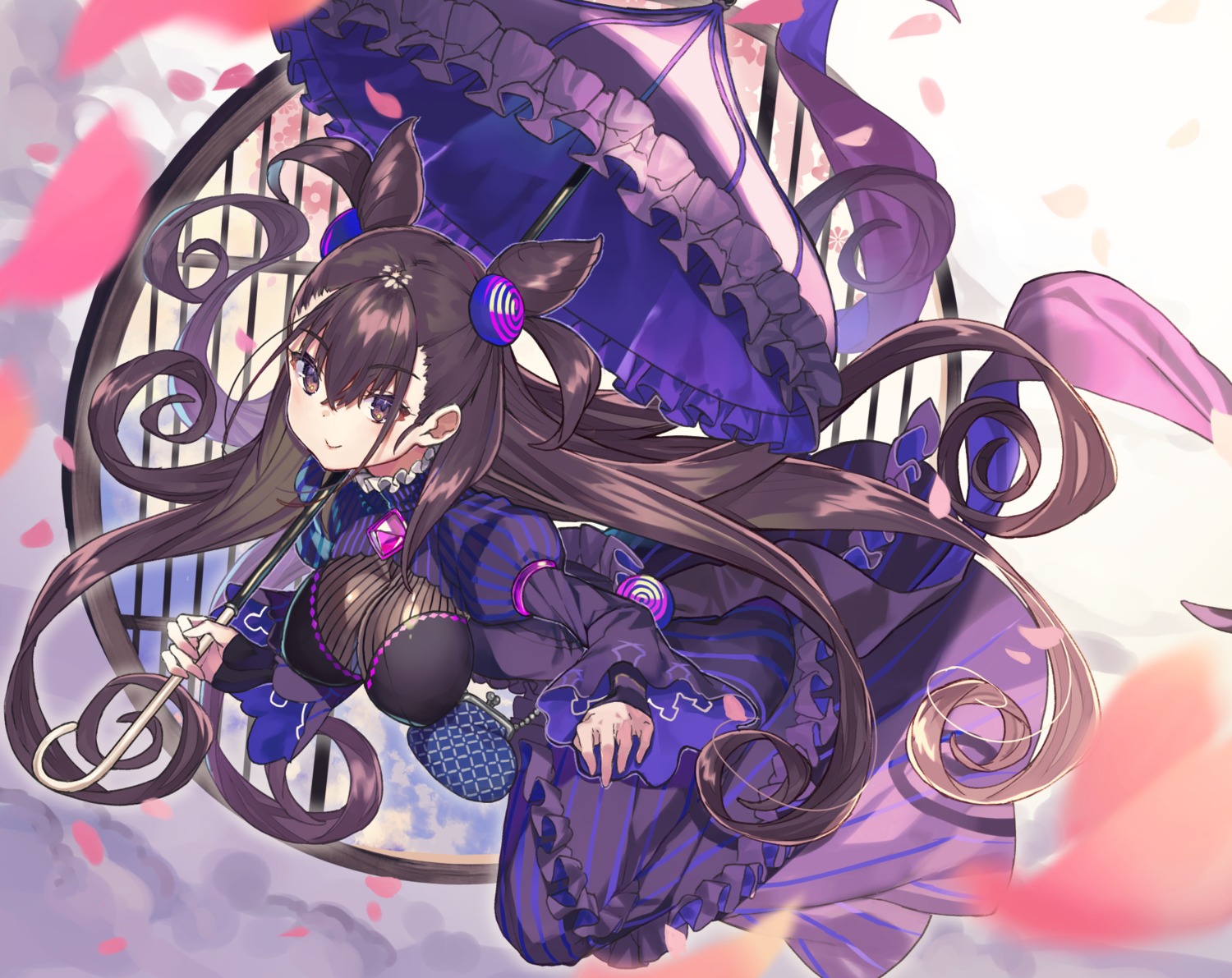 dress, fate/grand_order, kikkaiki, murasaki_shikibu_(fate), umbrella