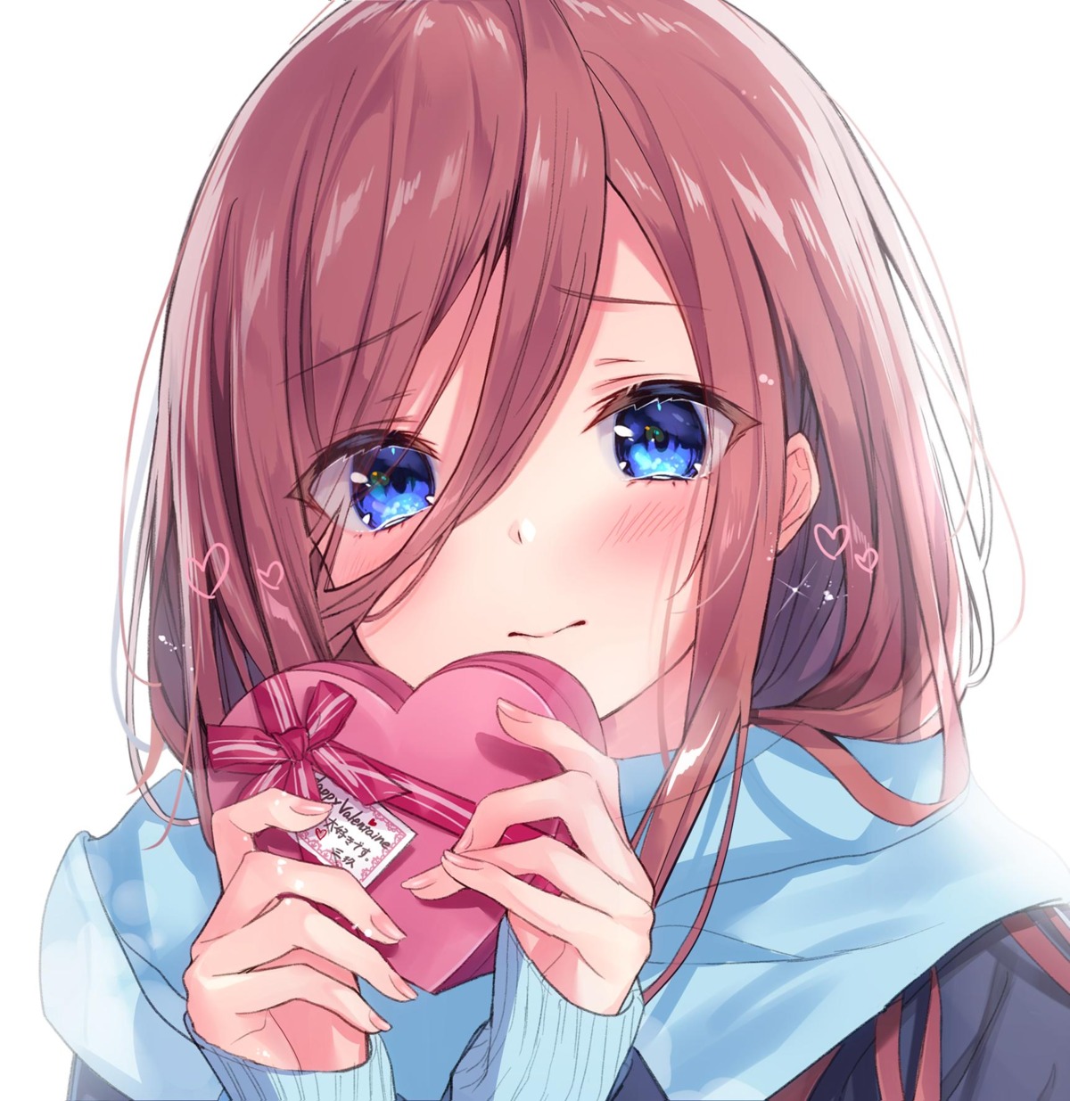 5-toubun_no_hanayome, nakano_miku, sakura_honoka_(srhk0623), seifuku, sweater, valentine