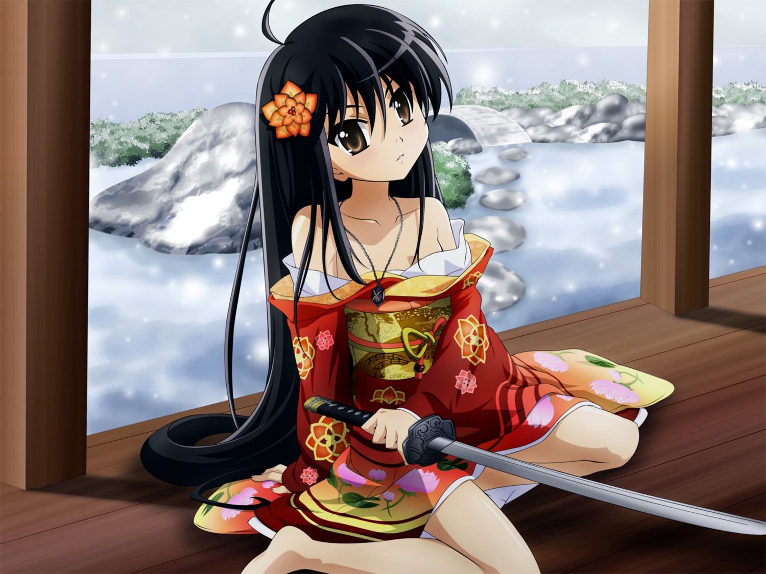 kimono, shakugan_no_shana, shana, sword, ueda_kazuyuki, wallpaper
