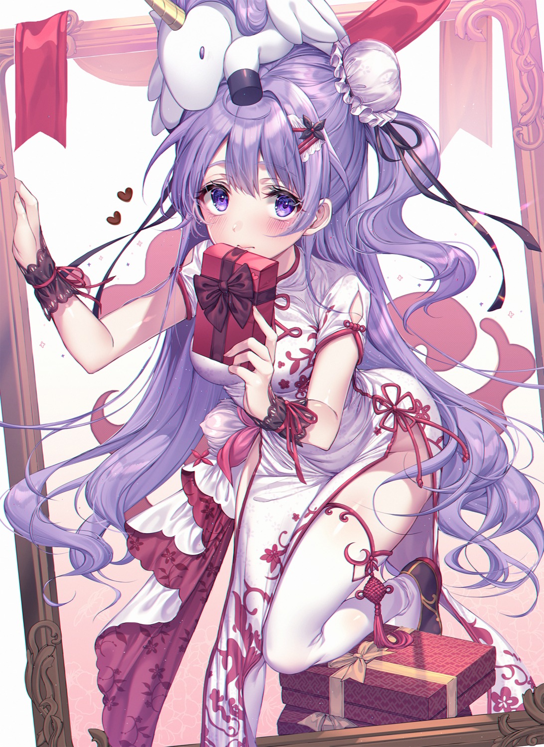 azur_lane, chinadress, kinty, thighhighs, unicorn_(azur_lane), valentine