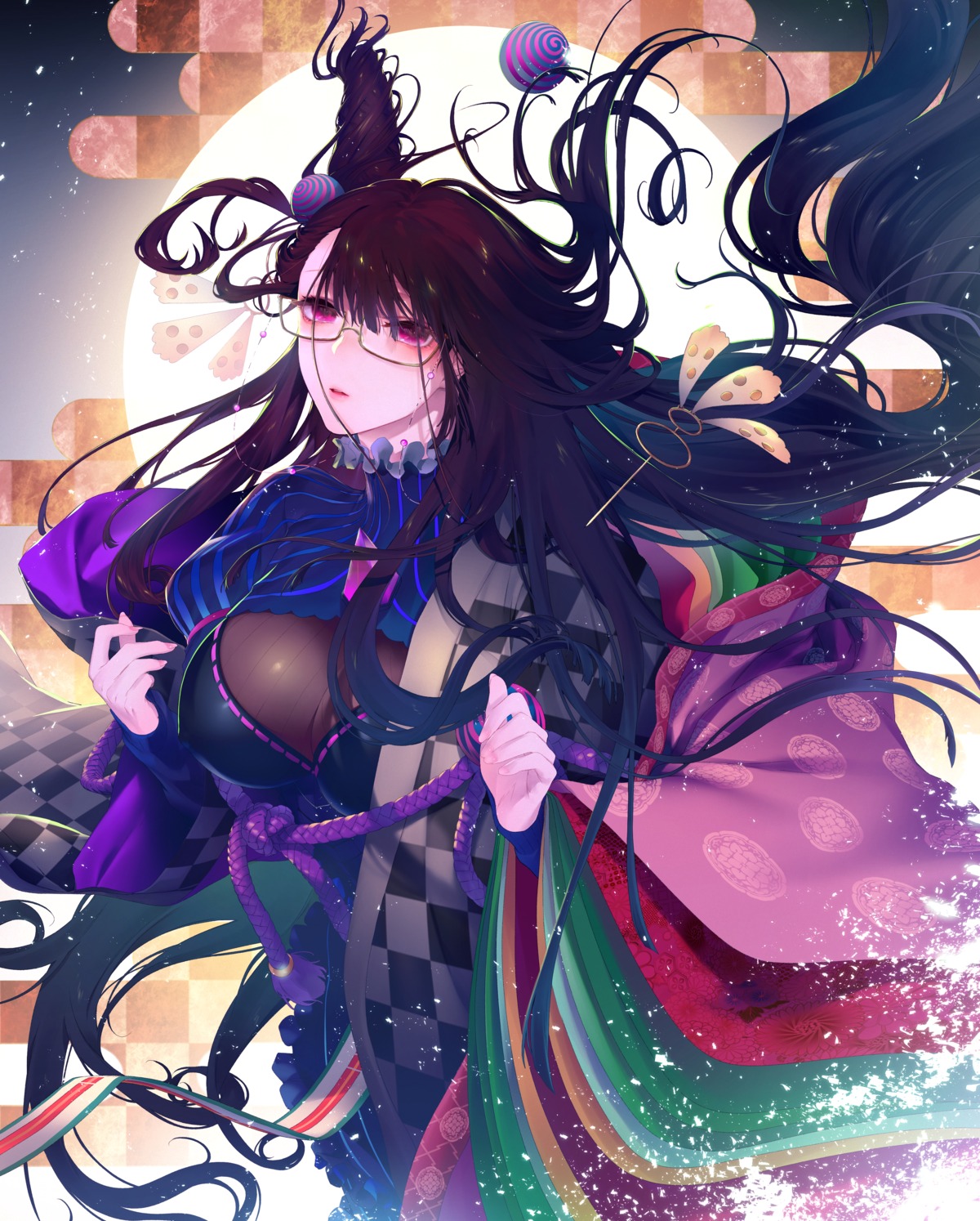 fate/grand_order, japanese_clothes, megane, murasaki_shikibu_(fate), ryokucha_(i_cobalt)