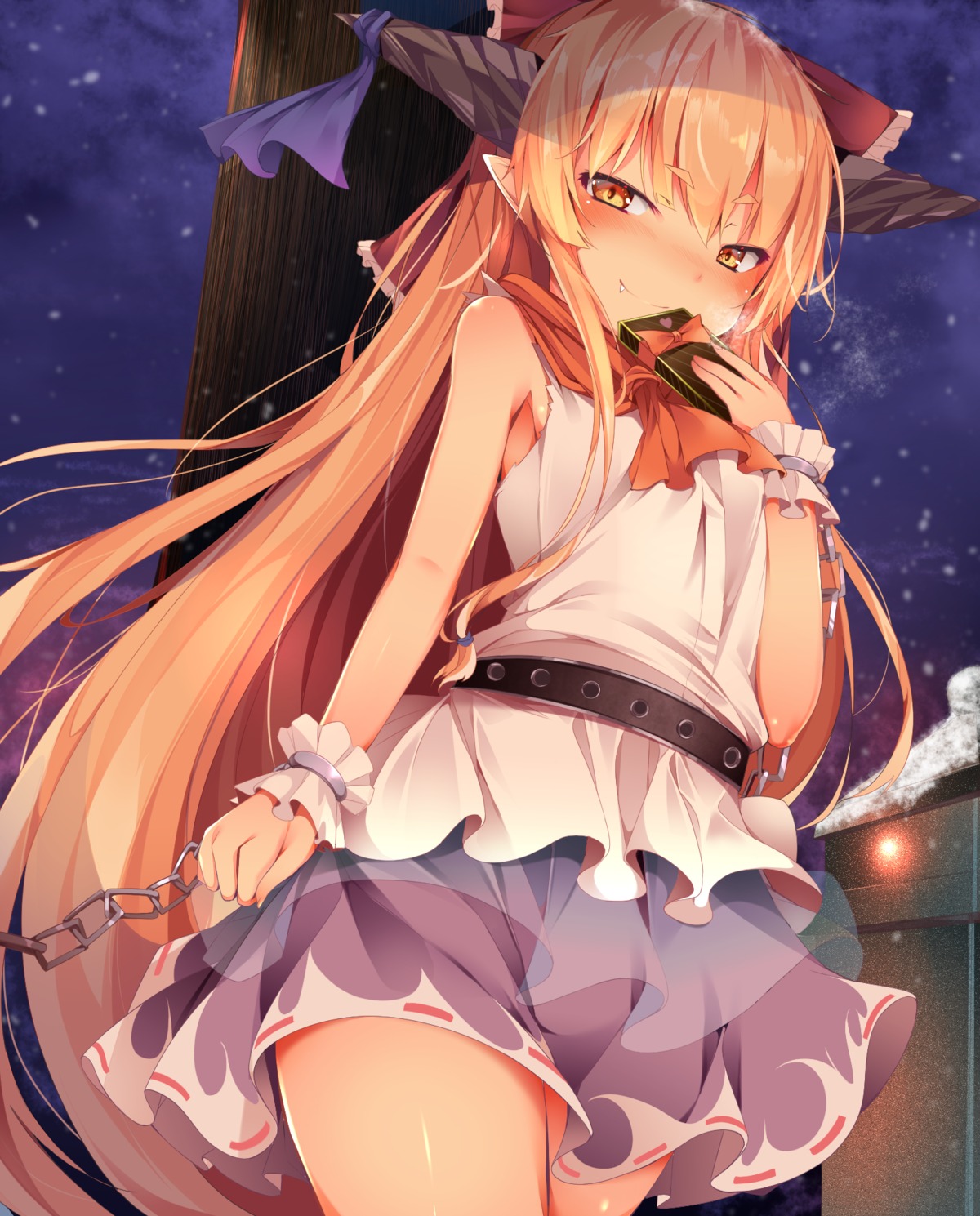 buta_(uhoiiotoko), dress, horns, ibuki_suika, pointy_ears, touhou, valentine