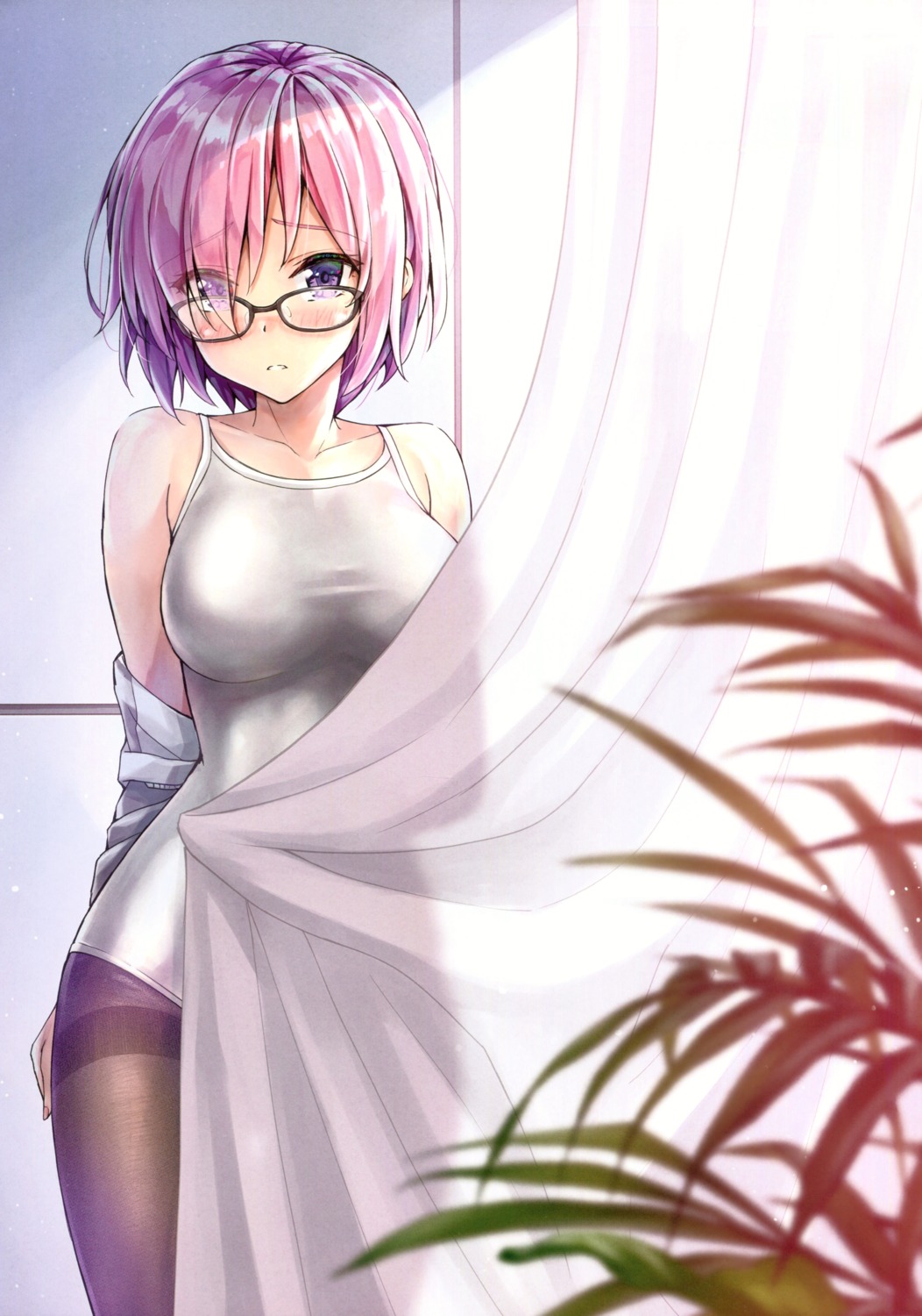 fate/grand_order, kotatsu, kotatsu_room, mash_kyrielight, megane, pantyhose, screening, shouryou, swimsuits