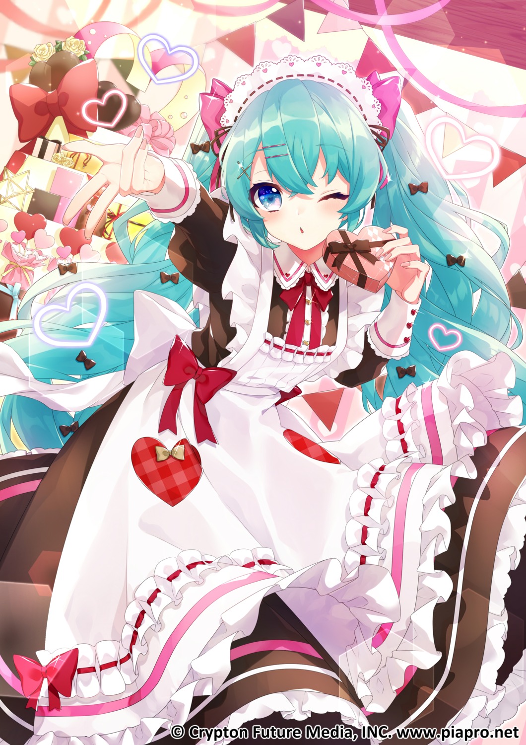 gari, hatsune_miku, maid, valentine, vocaloid