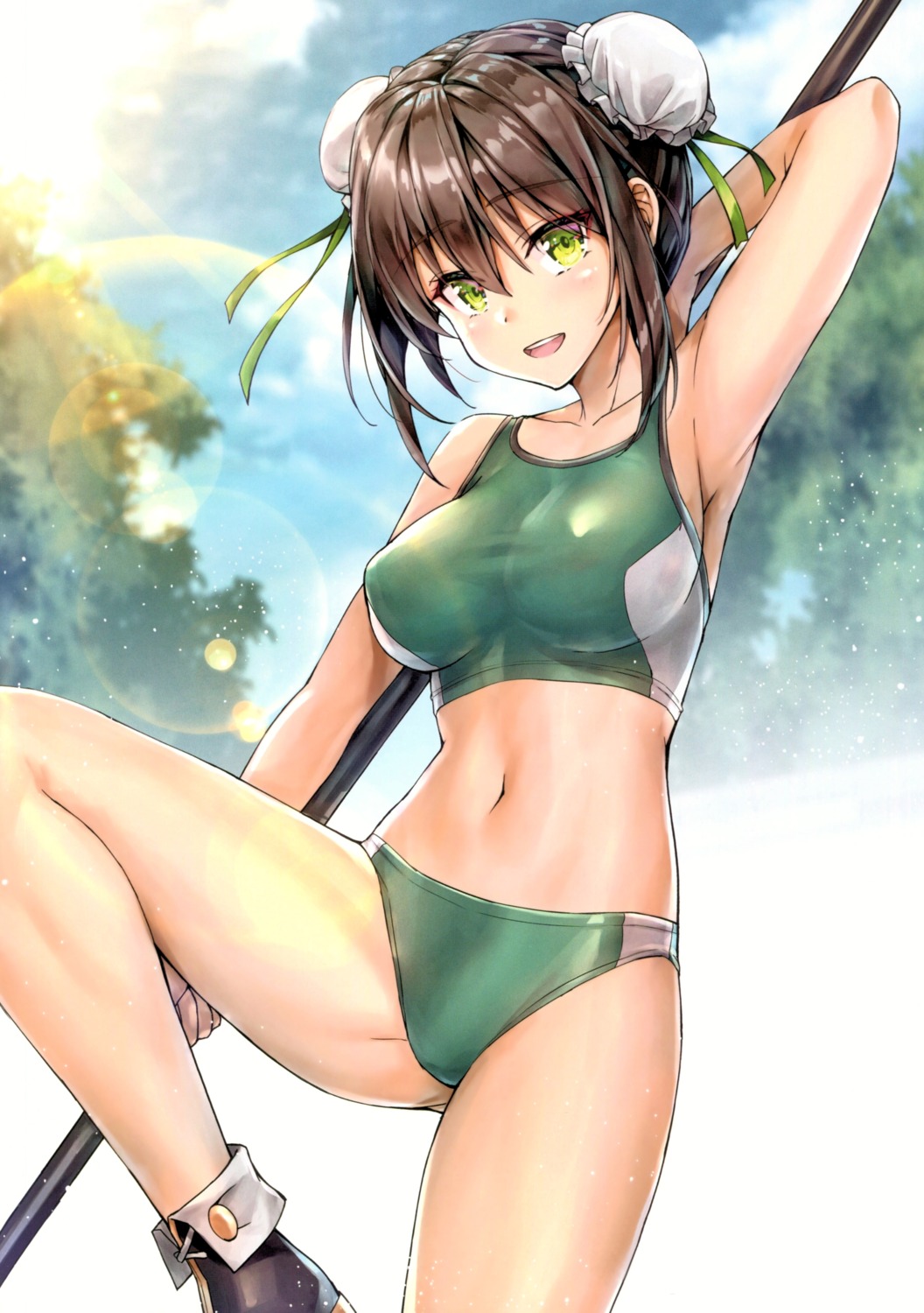 buruma, fate/grand_order, gym_uniform, kotatsu, kotatsu_room, qin_liangyu_(fate), screening, shouryou, weapon