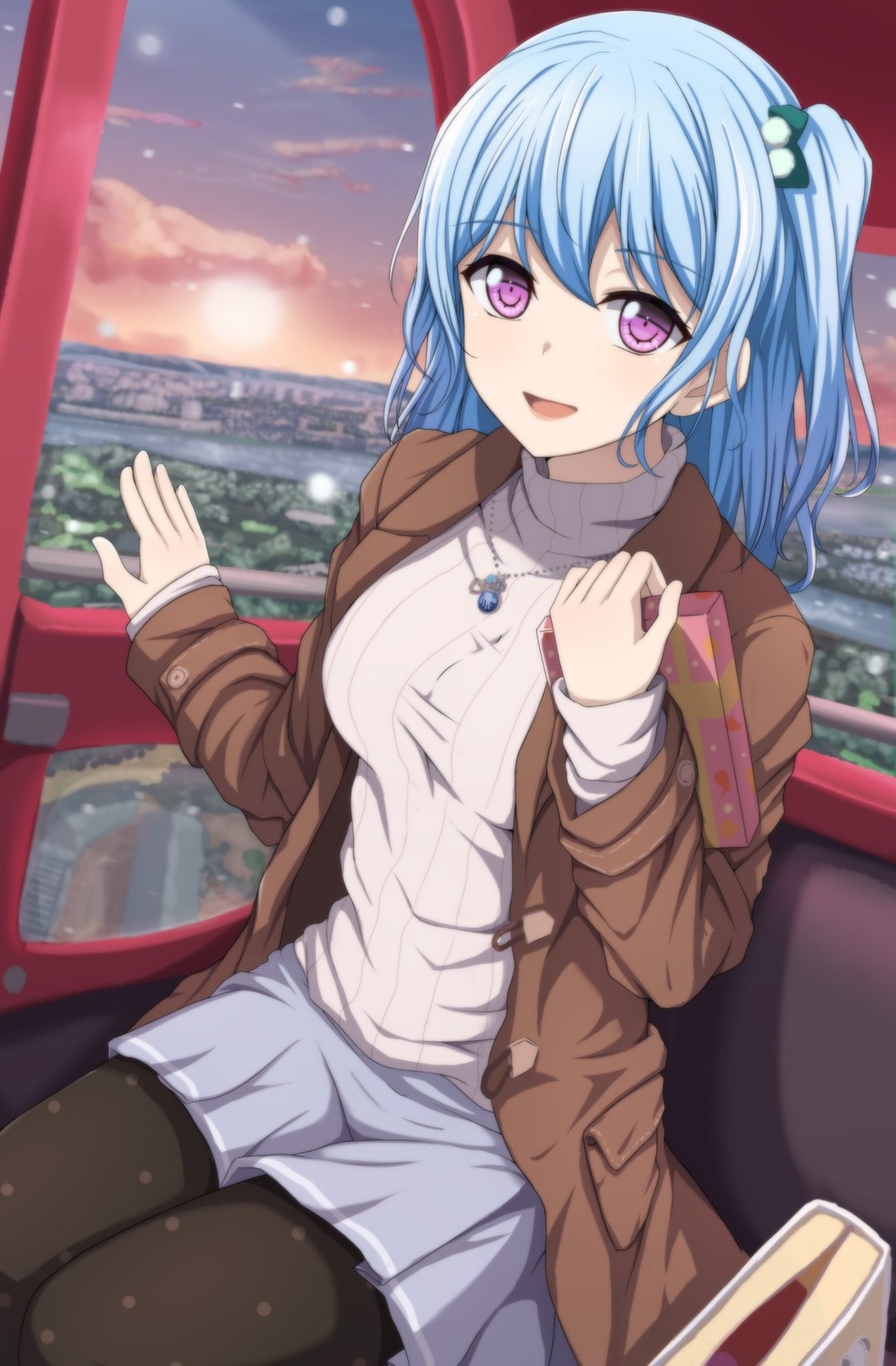 bang_dream!, matsubara_kanon, narafume, pantyhose, sweater, valentine