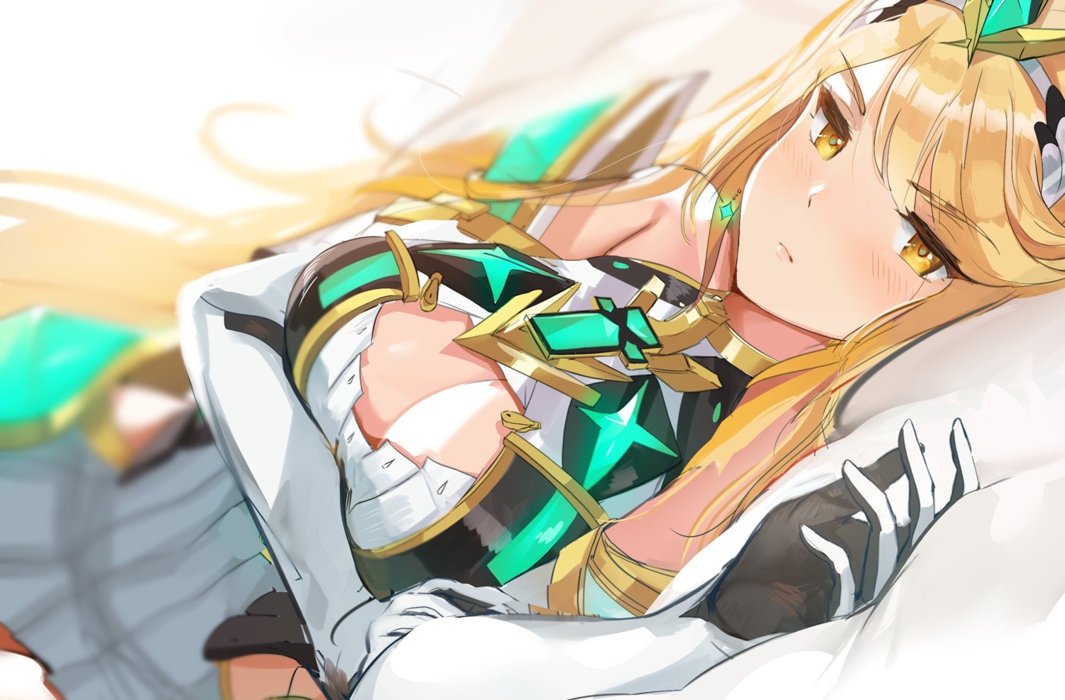 breast_hold, cleavage, dress, hikari_(xenoblade_2), ormille, xenoblade_(series), xenoblade_2