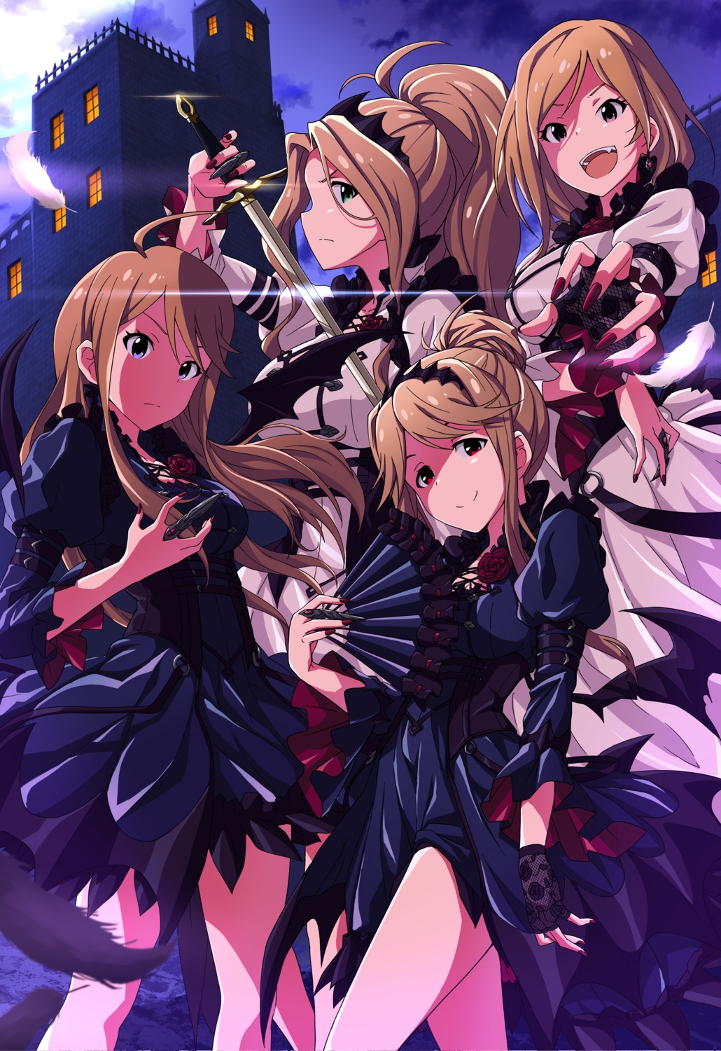 asanaya, dress, momose_rio, nikaidou_chizuru, sword, tenkuubashi_tomoka, the_idolm@ster, the_idolm@ster_million_live!