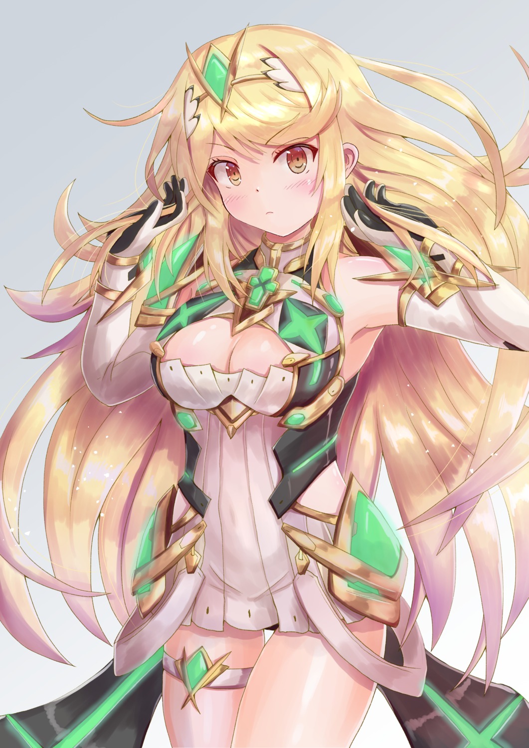 cleavage, cocoasabure, dress, hikari_(xenoblade_2), xenoblade_(series), xenoblade_2
