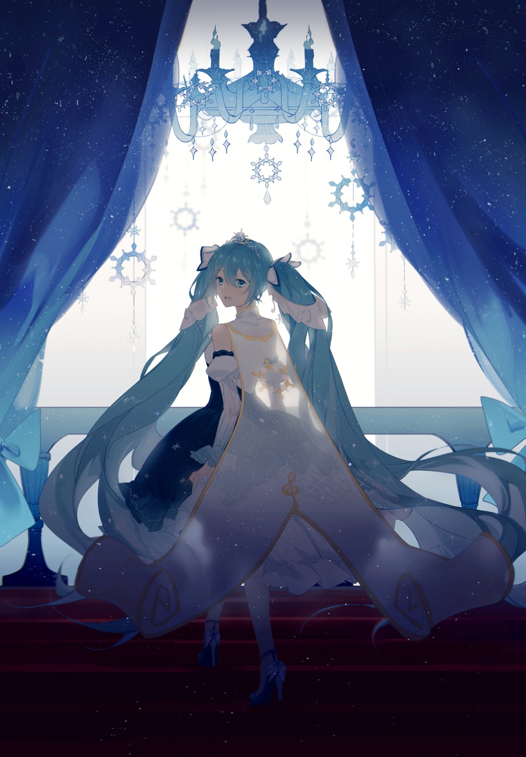 aqua-, dress, hatsune_miku, heels, vocaloid, yuki_miku