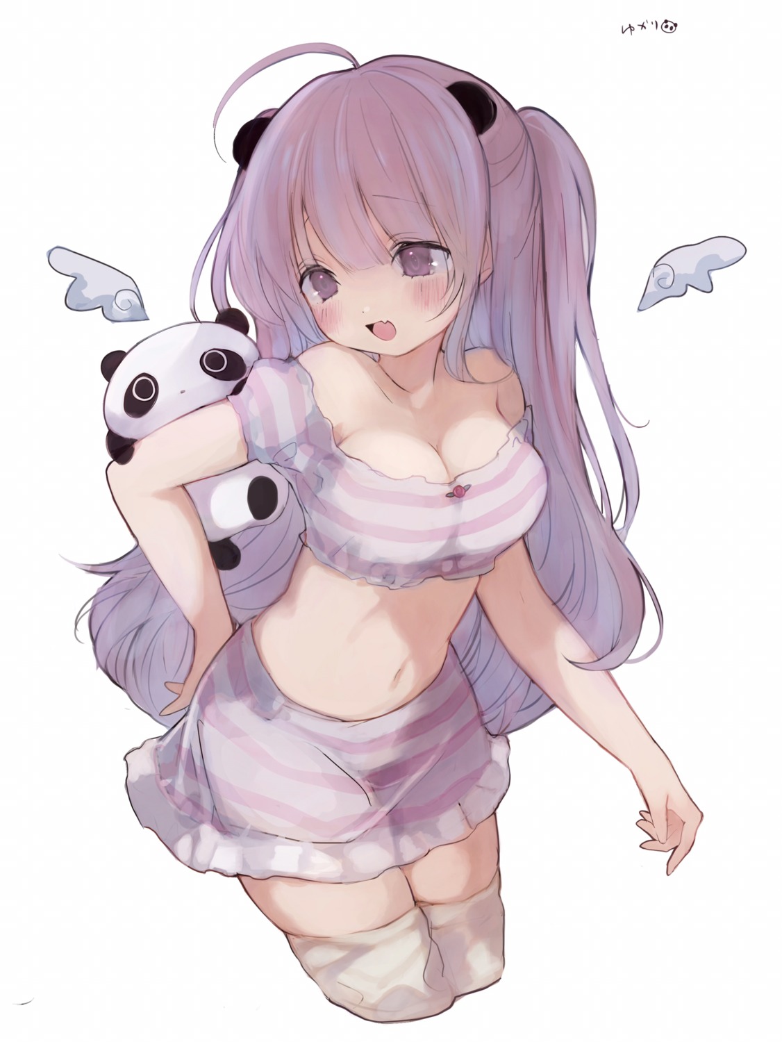 animal_ears, cleavage, tarepanda, thighhighs, wings, yukari_(rihenara_doll)
