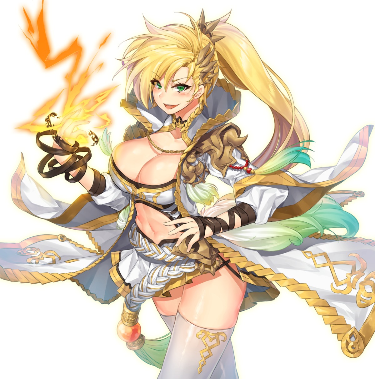 cleavage, moing, soccer_spirits, thighhighs