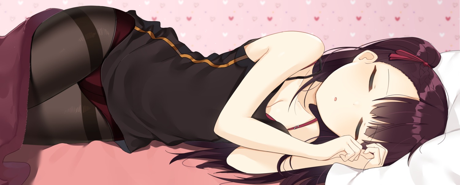 bra, cleavage, copiz, dress, girls_frontline, pantsu, pantyhose, see_through, sheets, wa2000_(girls_frontline)