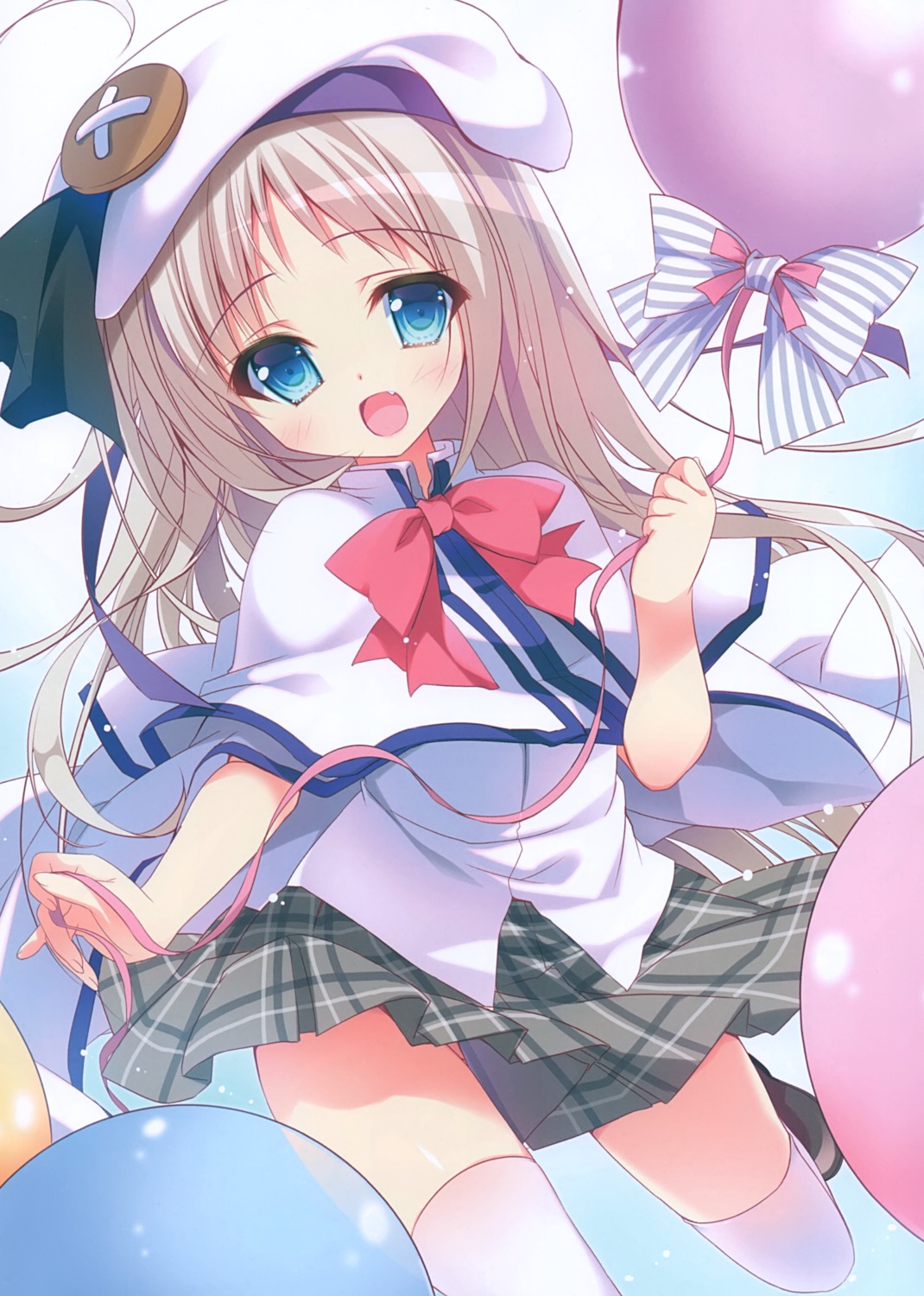 little_busters!, nanaca_mai, nanacan, noumi_kudryavka, seifuku, skirt_lift, thighhighs