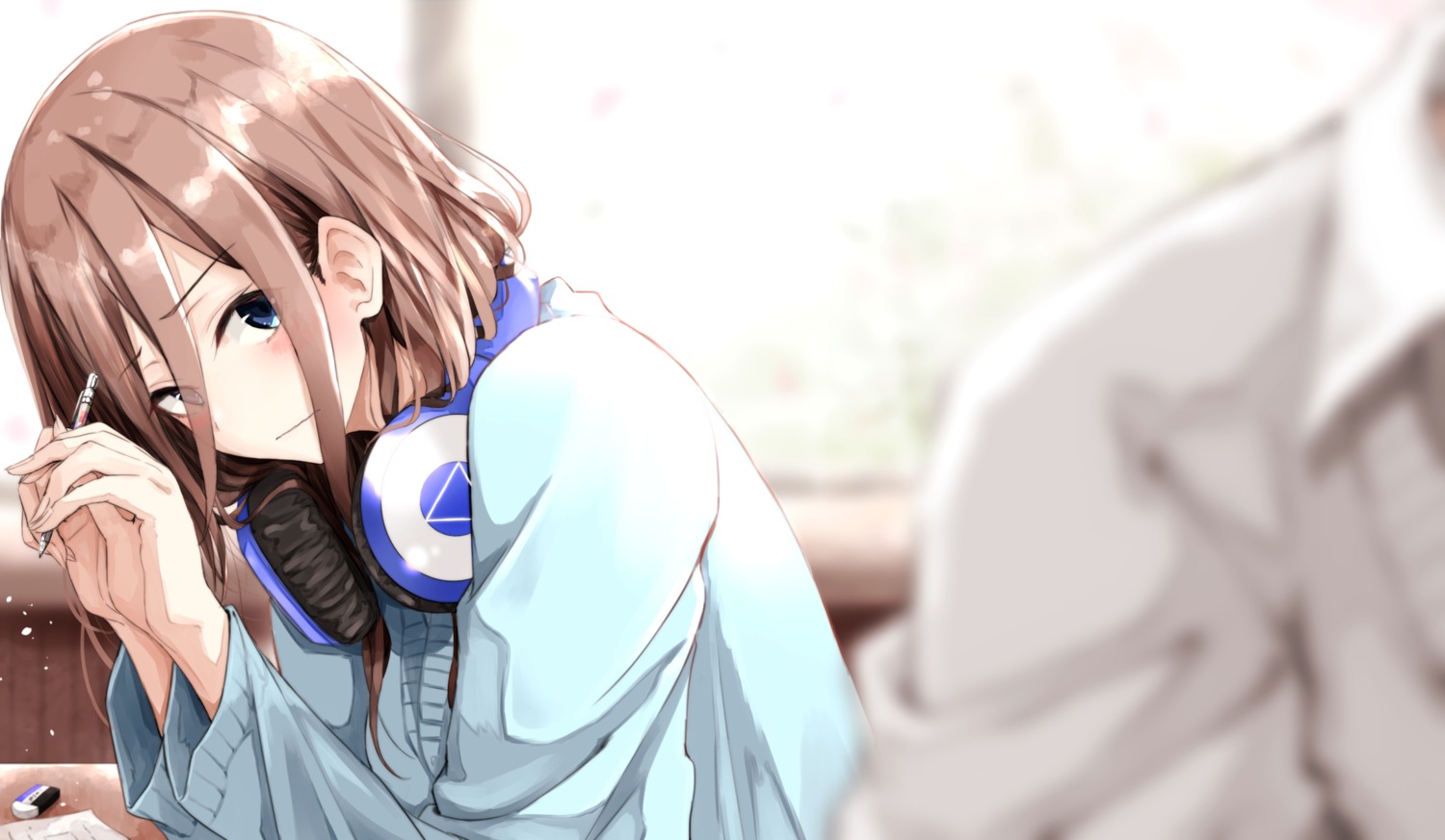 5-toubun_no_hanayome, fuu_(fuore), headphones, nakano_miku, seifuku, sweater