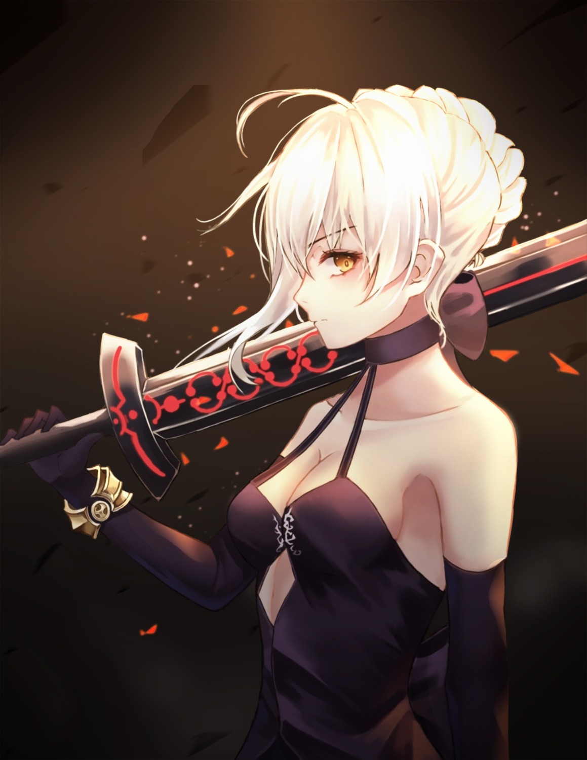 artoria_pendragon_(fate), artoria_pendragon_alter_(fate), cleavage, cup6542, fate/grand_order, sword
