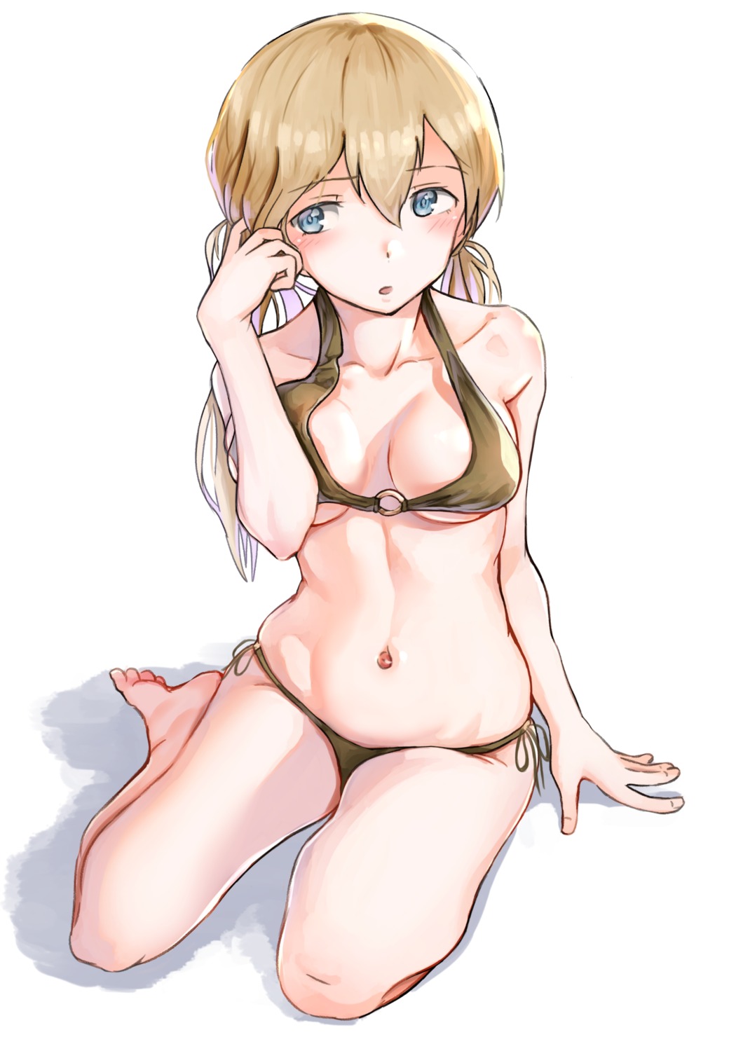 bikini, breast_hold, cleavage, kabayaki_namazu, kantai_collection, prinz_eugen_(kancolle), swimsuits, underboob