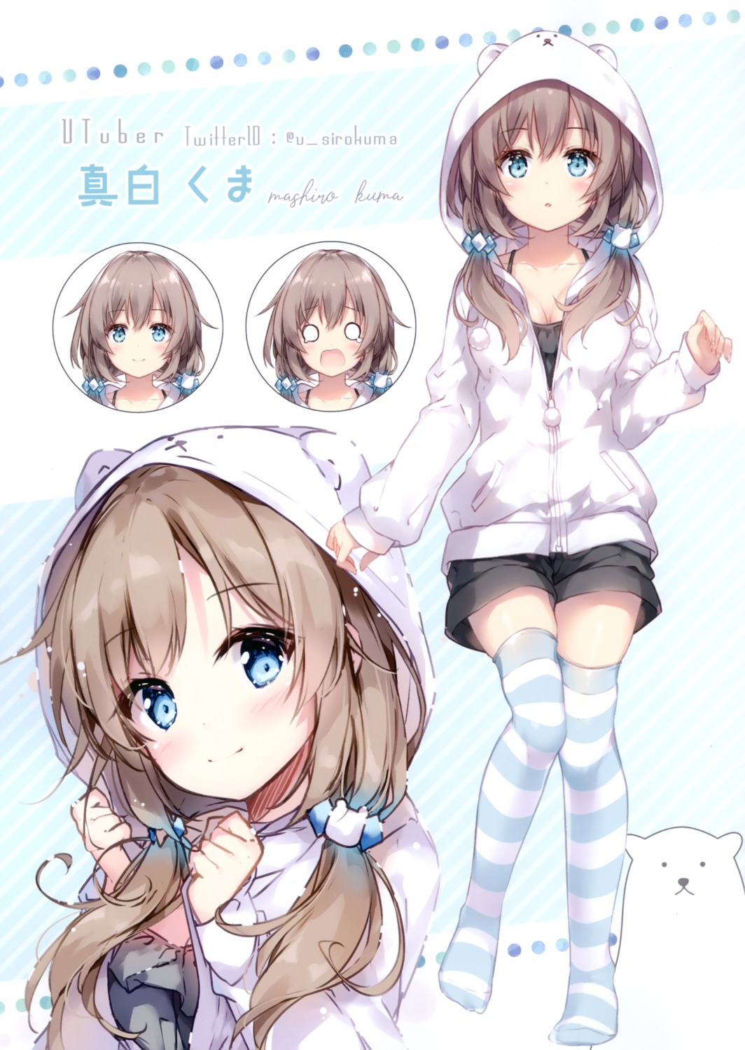 animal_ears, cleavage, expression, haru_mochi, liver_city, mashiro_kuma, mochizuki_shiina, thighhighs