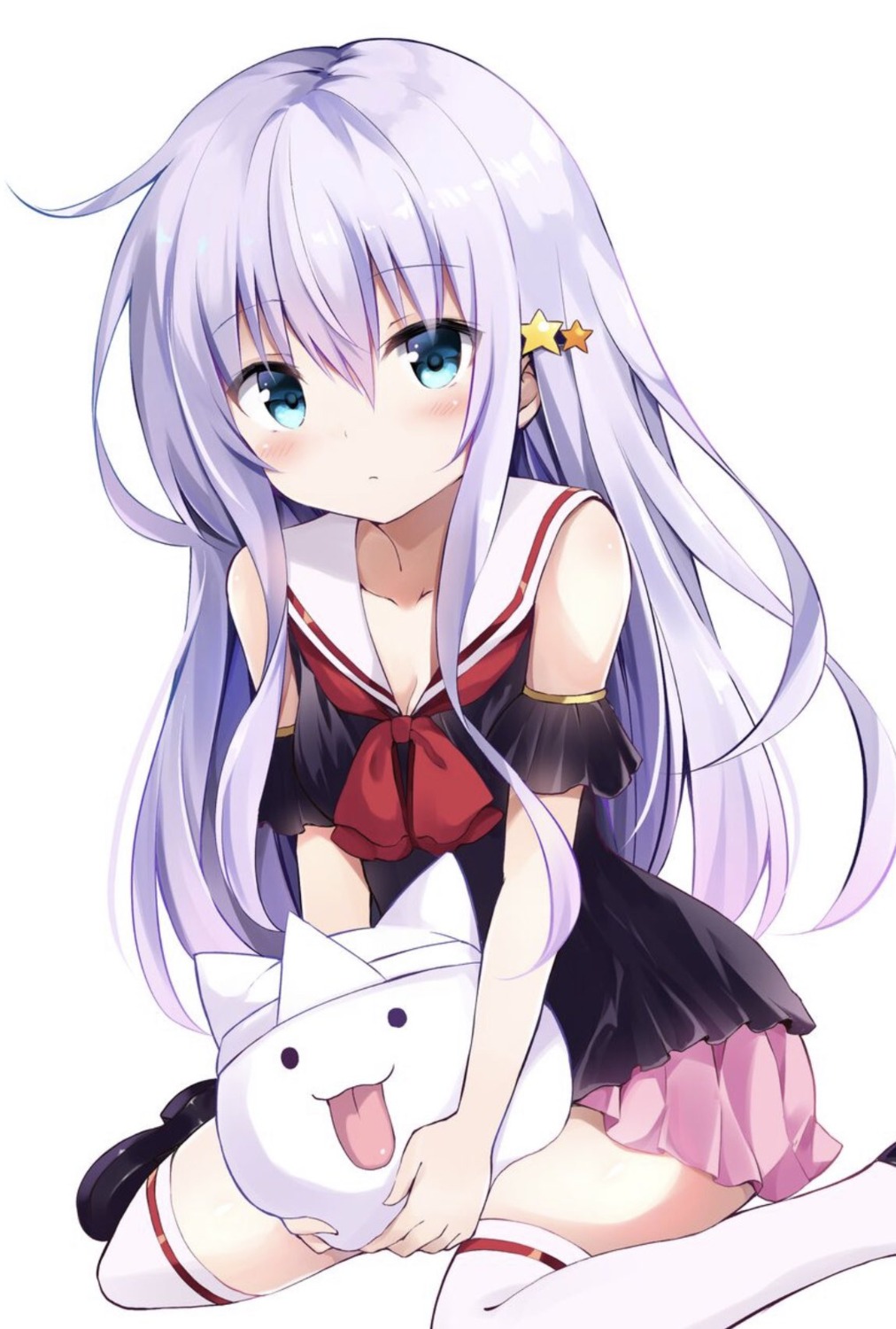 cleavage, heels, hoshinomiya_kunon, hyurasan, seifuku, thighhighs