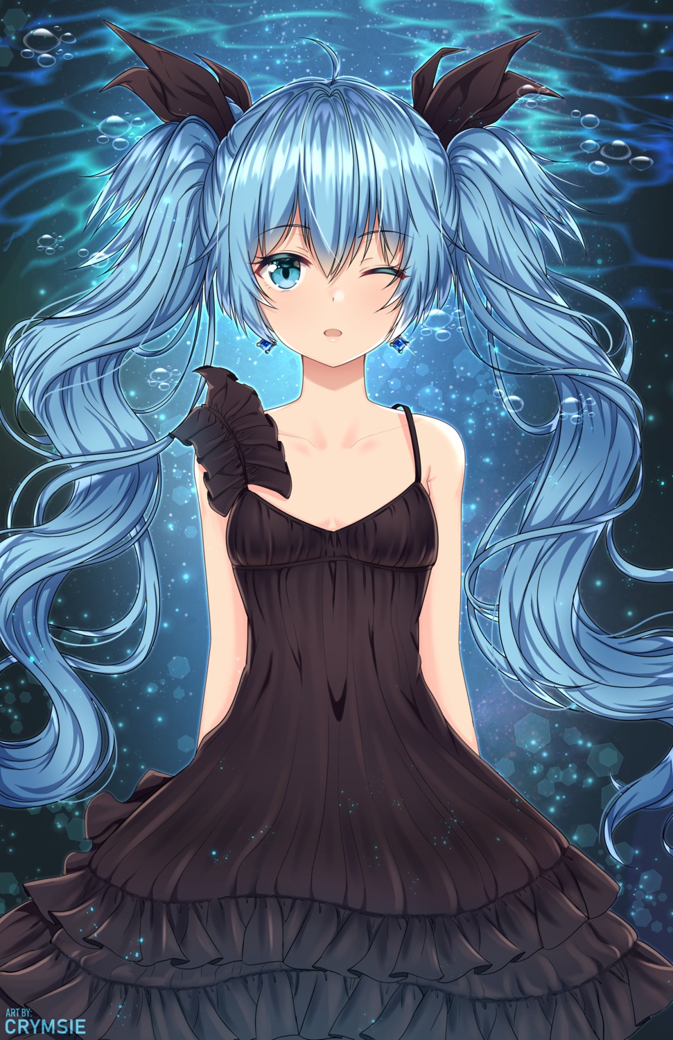 cleavage, crymsie, dress, hatsune_miku, shinkai_shoujo_(vocaloid), vocaloid
